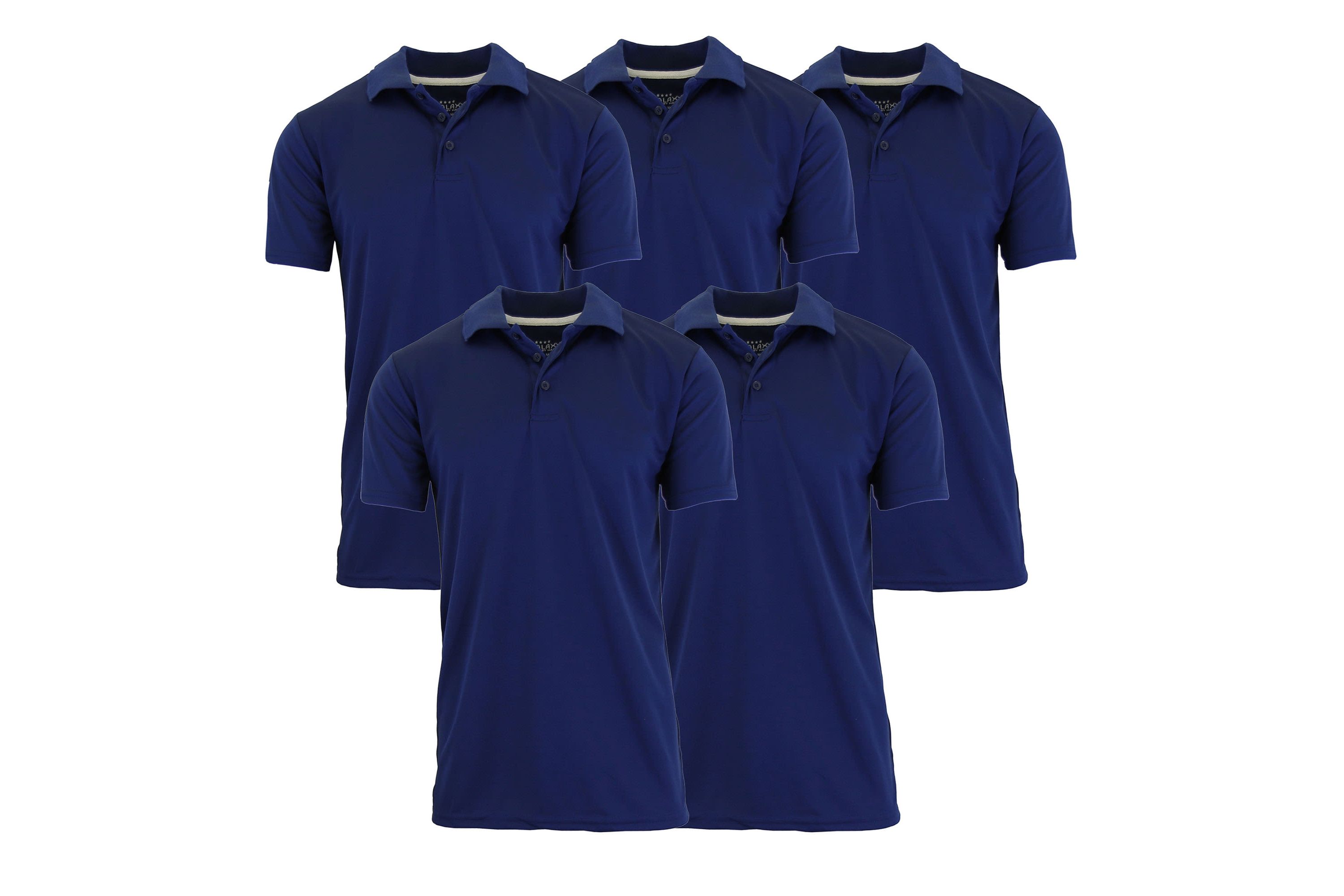 Tagless Dry-Fit Moisture-Wicking Polo Shirt - 5 Pack