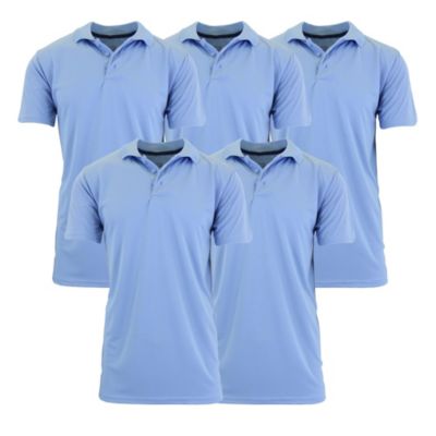 Galaxy by Harvic Men's Tagless Dry-Fit Moisture-Wicking Polo Shirt - 5 Pack, Blue, 3XL
