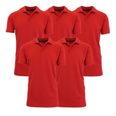 Galaxy by Harvic Men's Tagless Dry-Fit Moisture-Wicking Polo Shirt - 5 Pack, 3XL