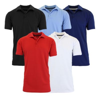 Galaxy by Harvic Men's Tagless Dry-Fit Moisture-Wicking Polo Shirt - 5 Pack, 3XL