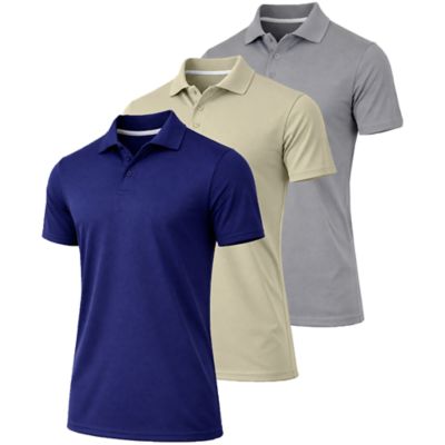 Jump Start Men's Dry Fit Moisture-Wicking Polo Shirt-3 Pack