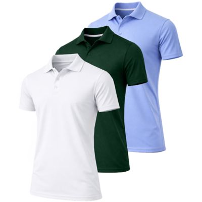 Jump Start Men's Dry Fit Moisture-Wicking Polo Shirt-3 Pack, Blue, 3XL