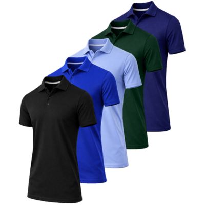 Jump Start Men's Dry Fit Moisture-Wicking Polo Shirt-5 Pack, 3XL