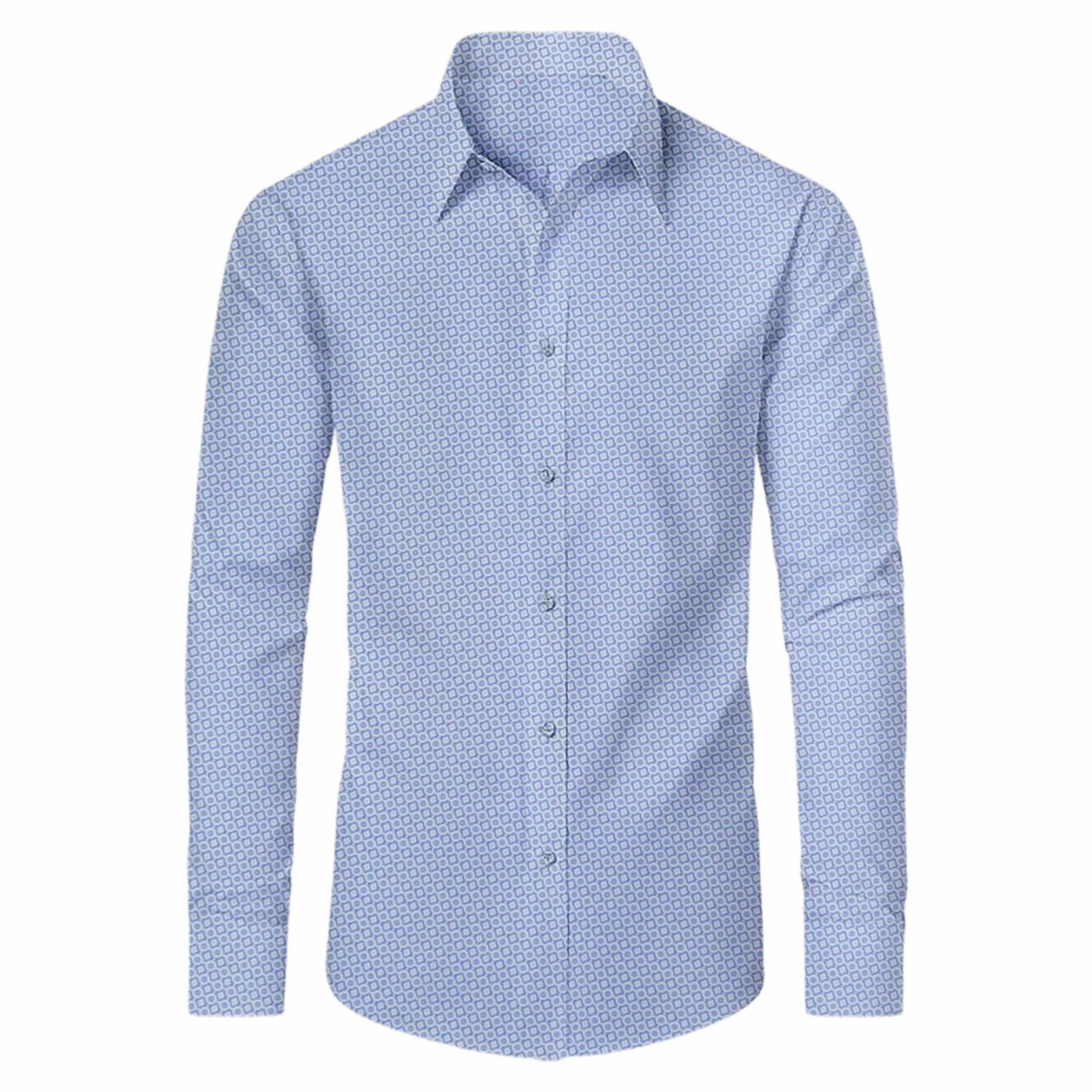 Mens Slim Fit Long Sleeve Stretch Printed Dress Shirts