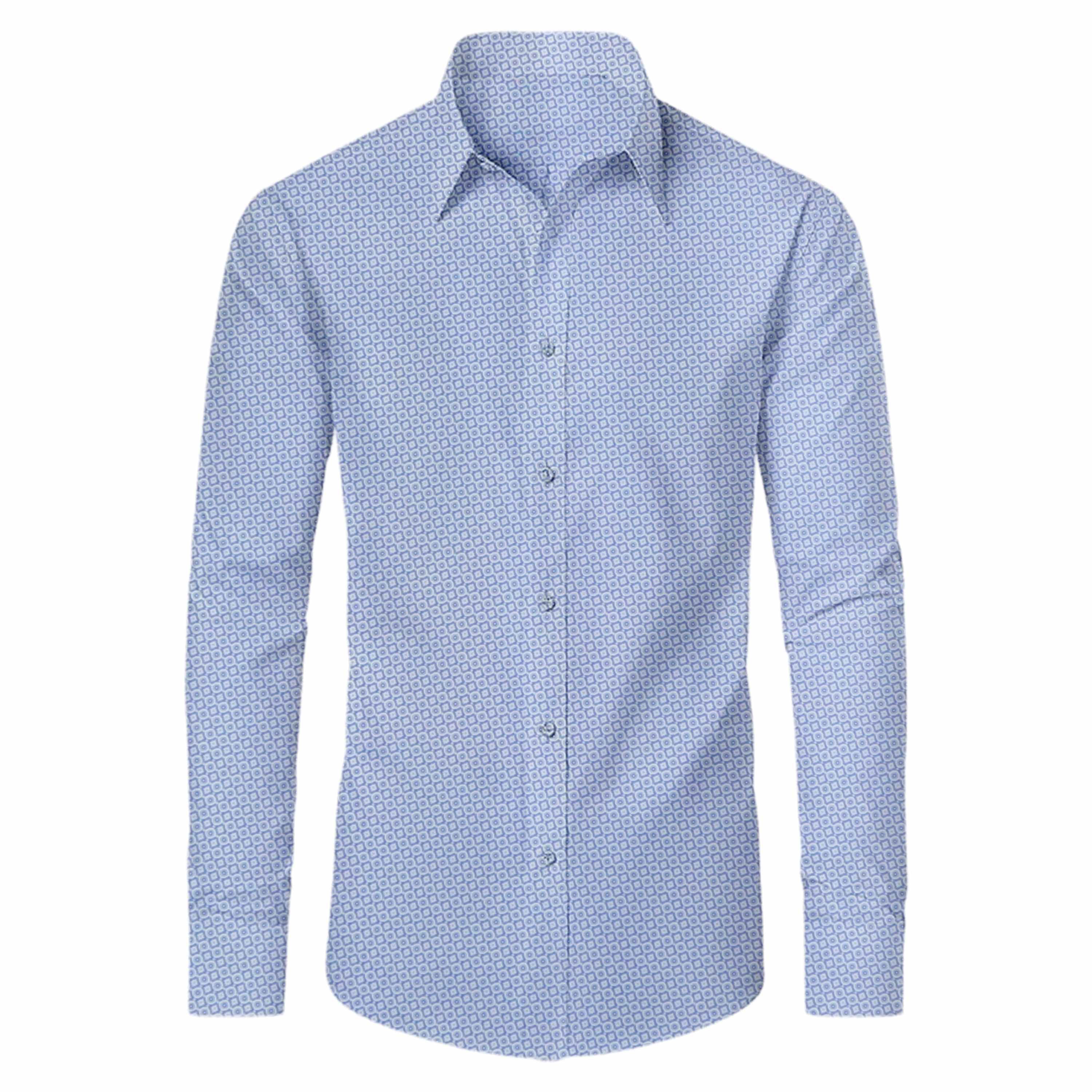 Mens Slim Fit Long Sleeve Stretch Printed Dress Shirts
