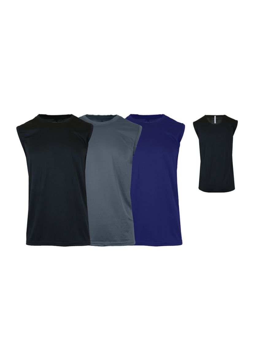 Mens Moisture-Wicking Sleeveless Performance Tank Top - 3 Pack