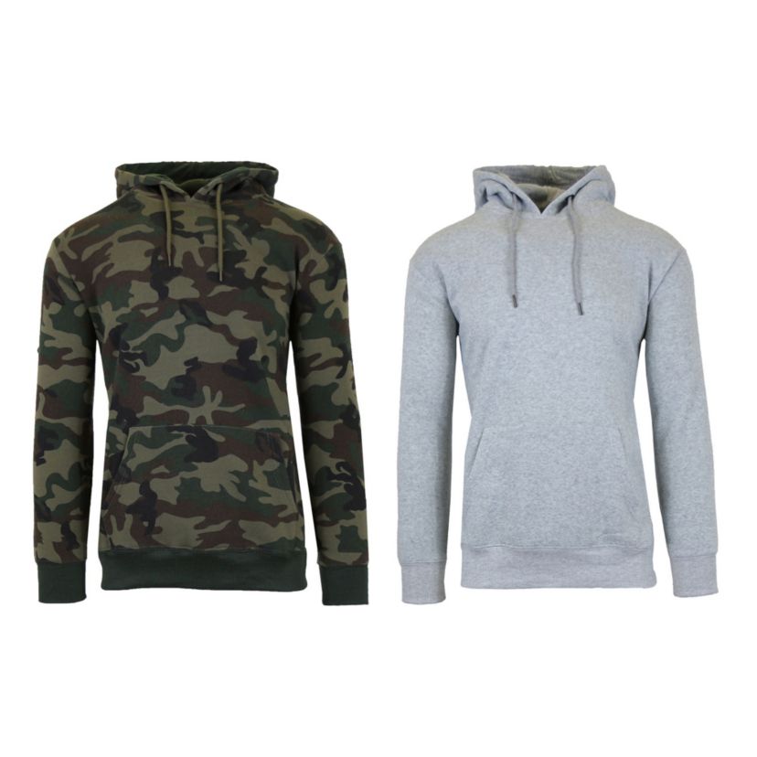 Mens Loose-Fit Fleece-Lined Pullover Hoodie 2-Pack