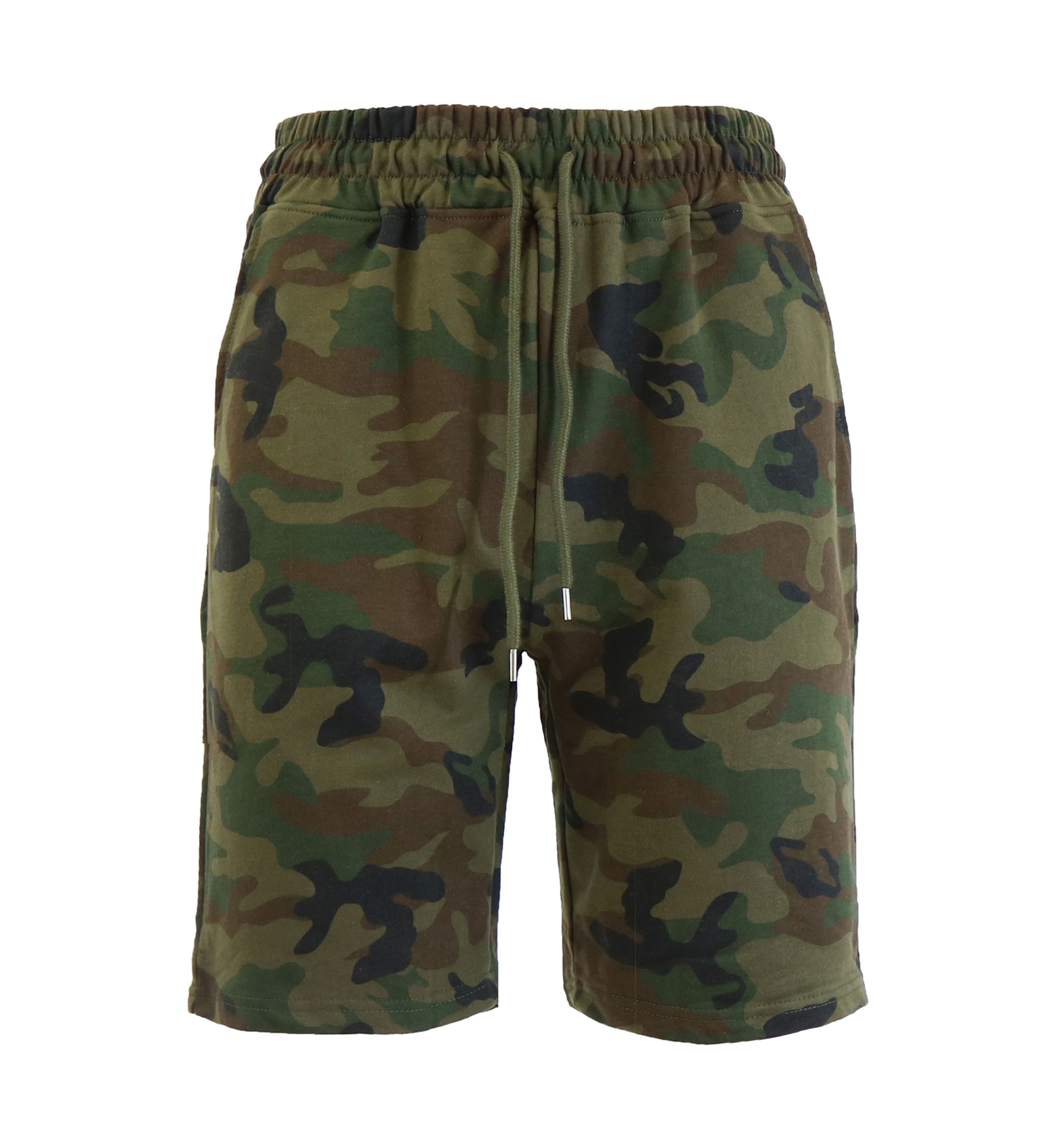 Mens Slim Fit French Terry Camouflage Printed Lounge Shorts