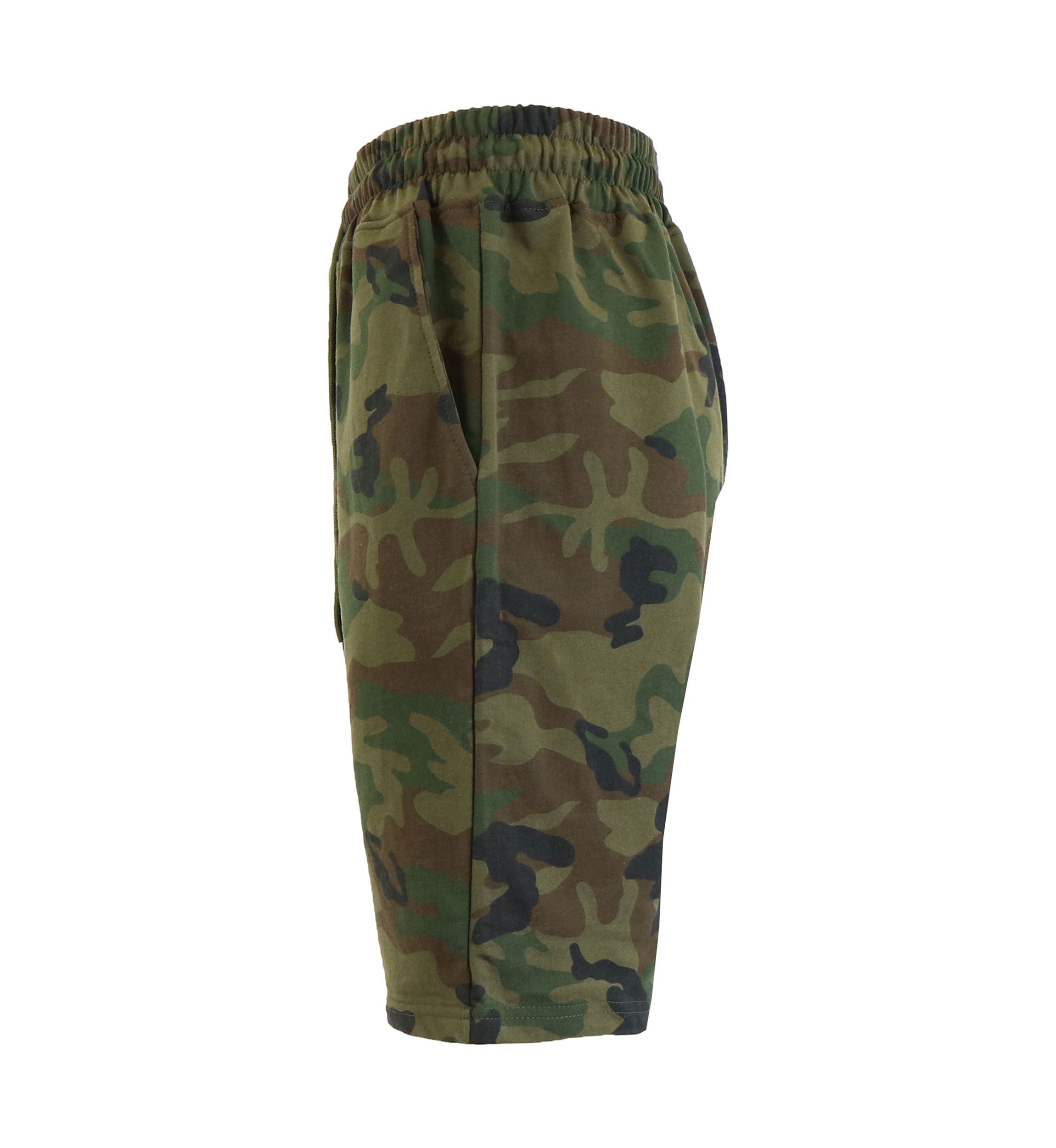 Mens Slim Fit French Terry Camouflage Printed Lounge Shorts