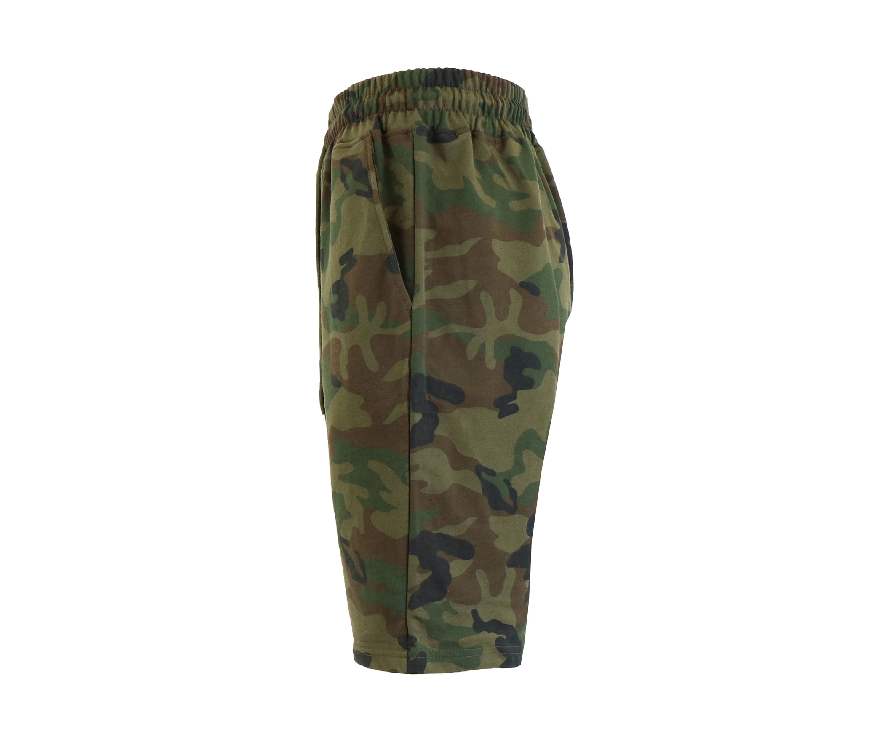 Mens Slim Fit French Terry Camouflage Printed Lounge Shorts