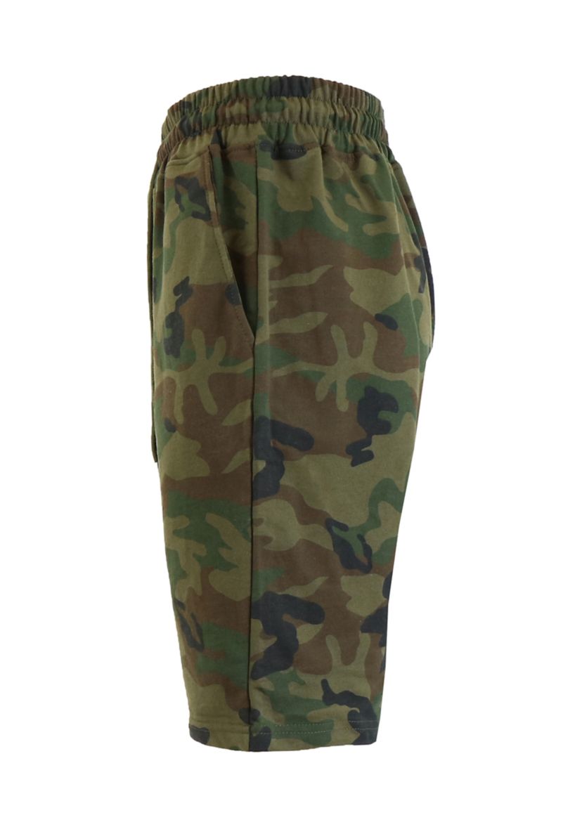 Mens Slim Fit French Terry Camouflage Printed Lounge Shorts