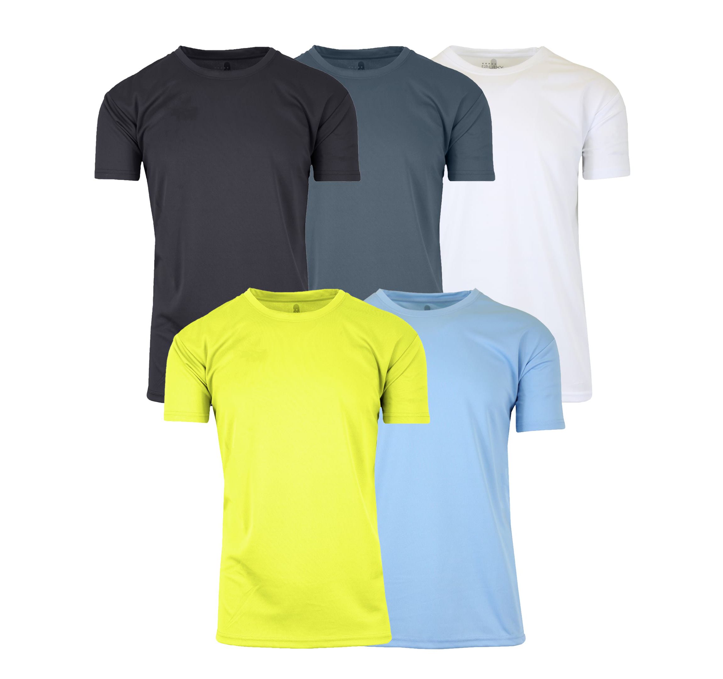 Mens Short Sleeve Moisture-Wicking Quick Dry Performance Crew Neck Tee -5 Pack