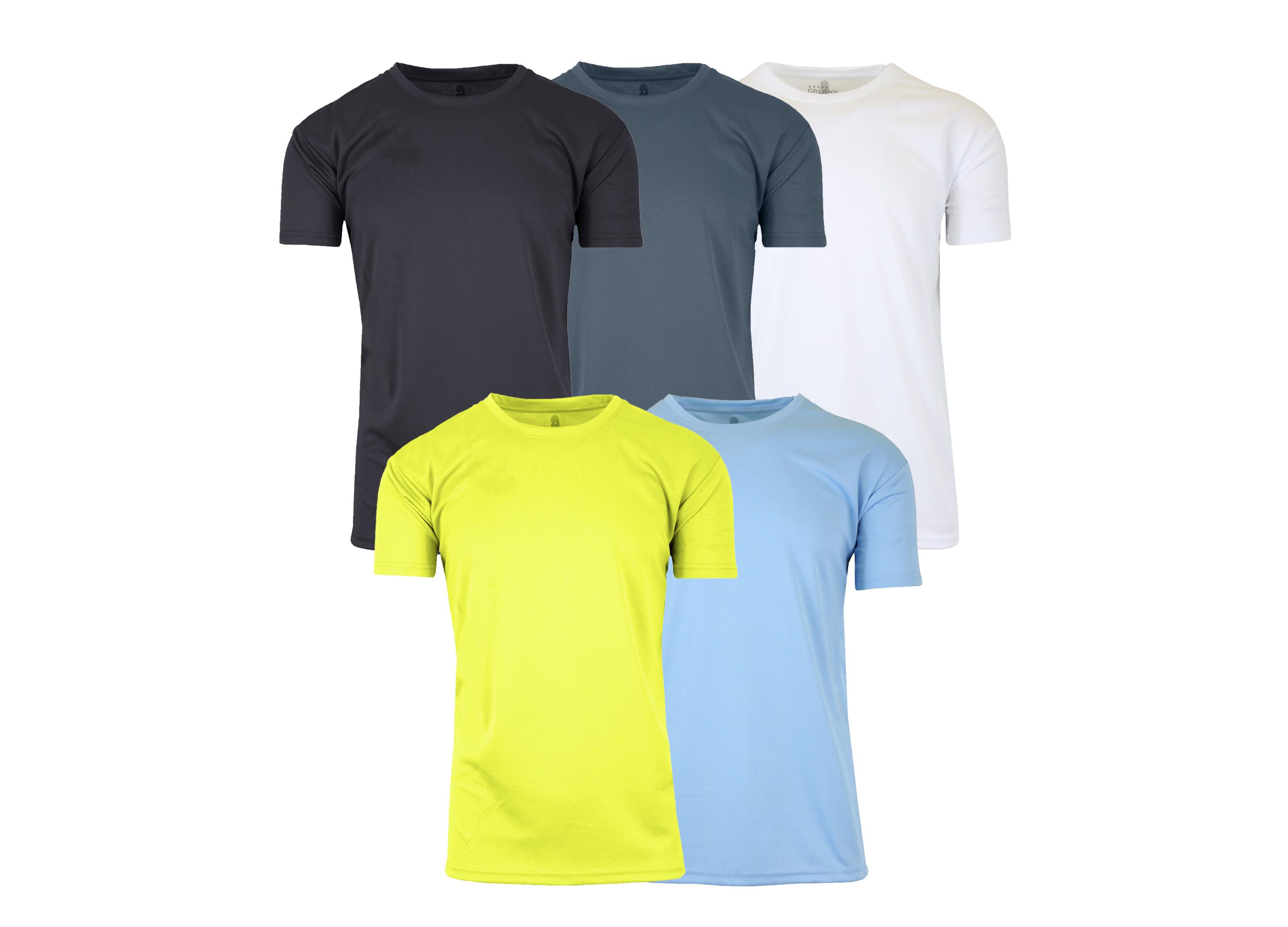 Mens Short Sleeve Moisture-Wicking Quick Dry Performance Crew Neck Tee -5 Pack
