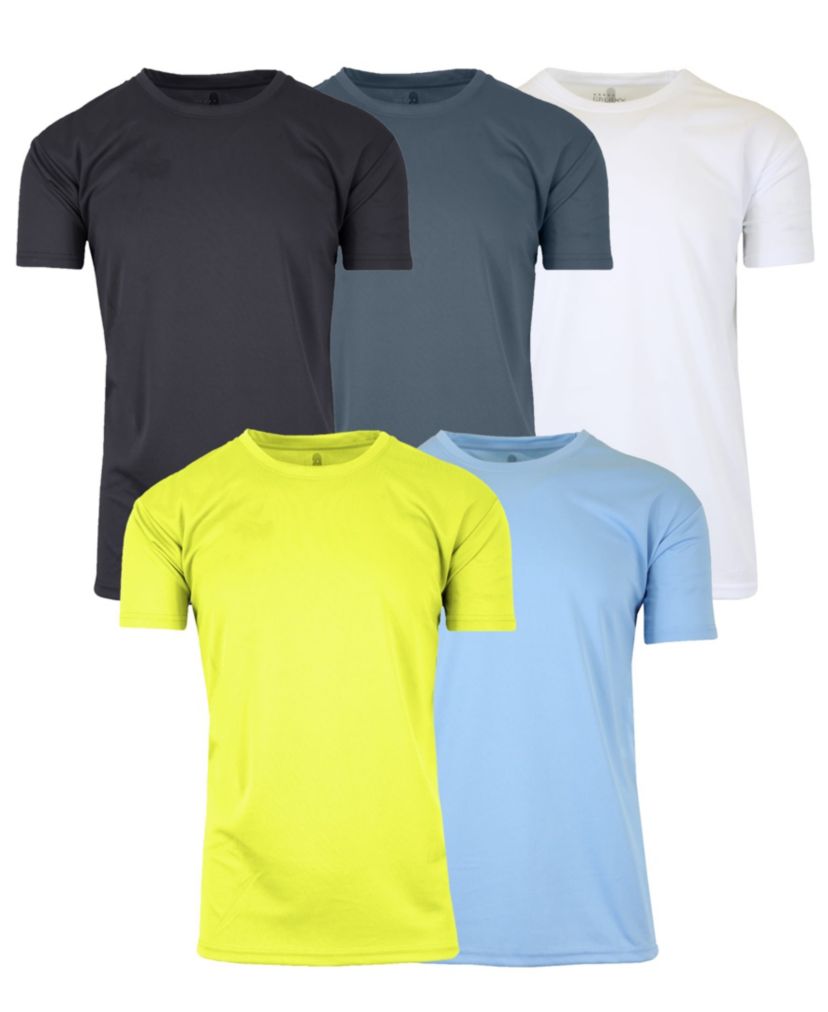 Mens Short Sleeve Moisture-Wicking Quick Dry Performance Crew Neck Tee -5 Pack