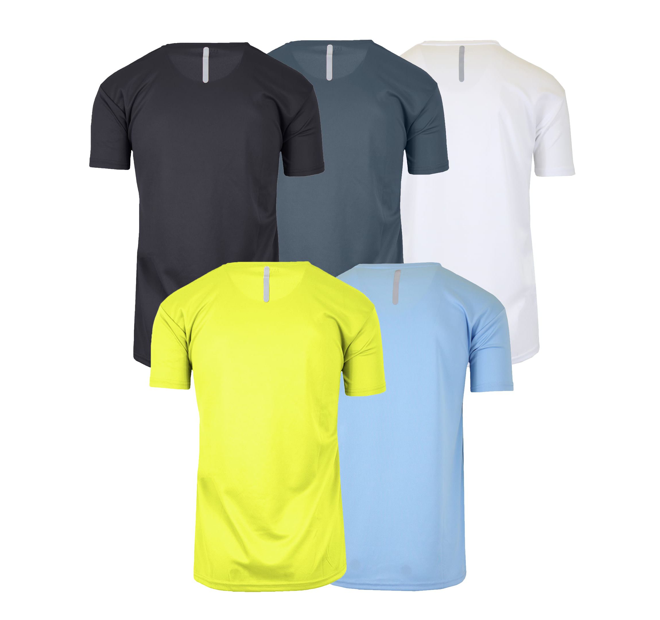 Mens Short Sleeve Moisture-Wicking Quick Dry Performance Crew Neck Tee -5 Pack