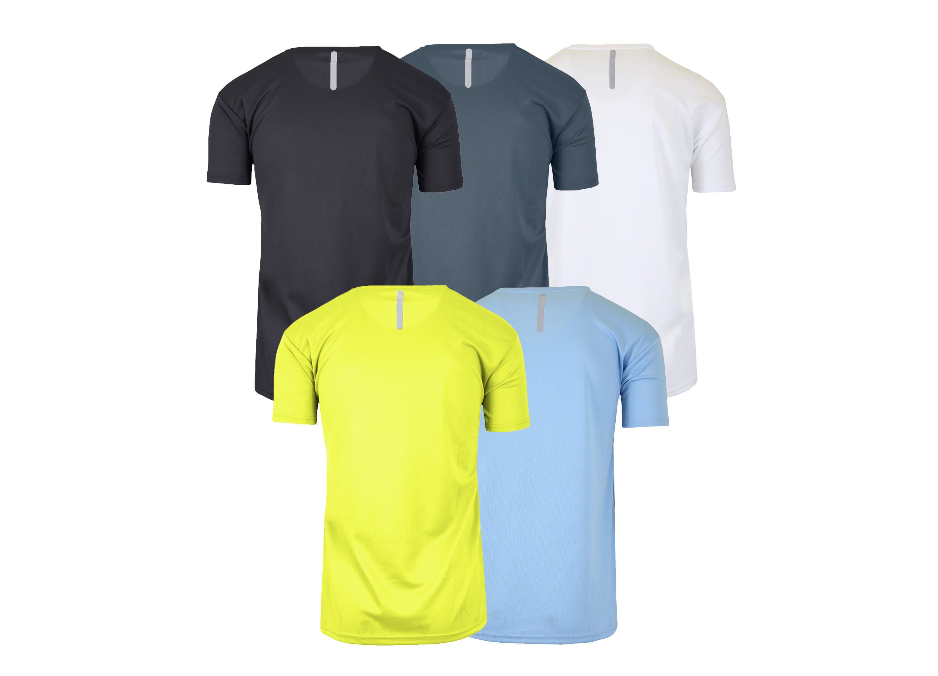 Mens Short Sleeve Moisture-Wicking Quick Dry Performance Crew Neck Tee -5 Pack