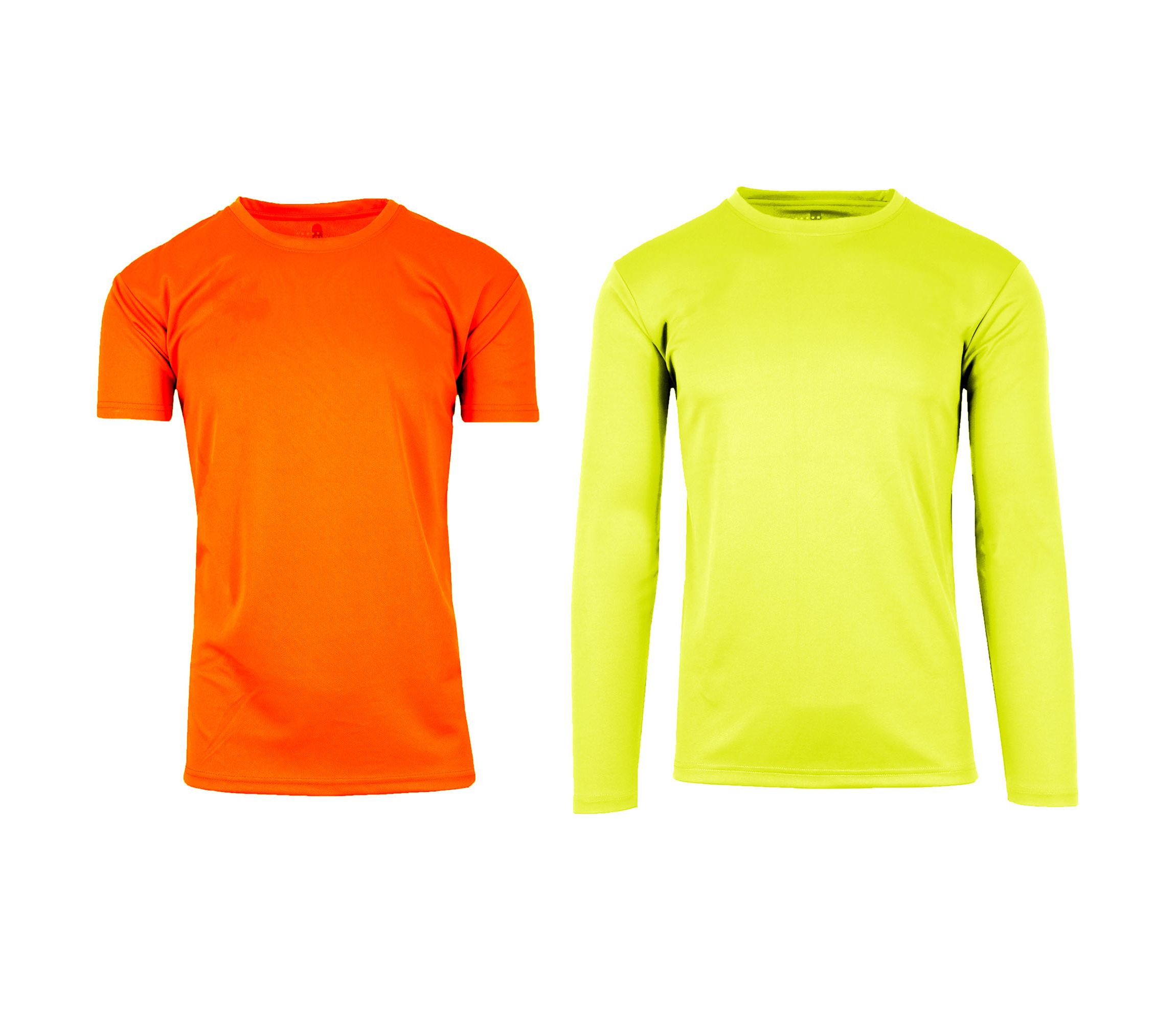 Short Sleeve & Long Sleeve Moisture-Wicking Quick Dry Performance Crew Neck Tee -2 Pack