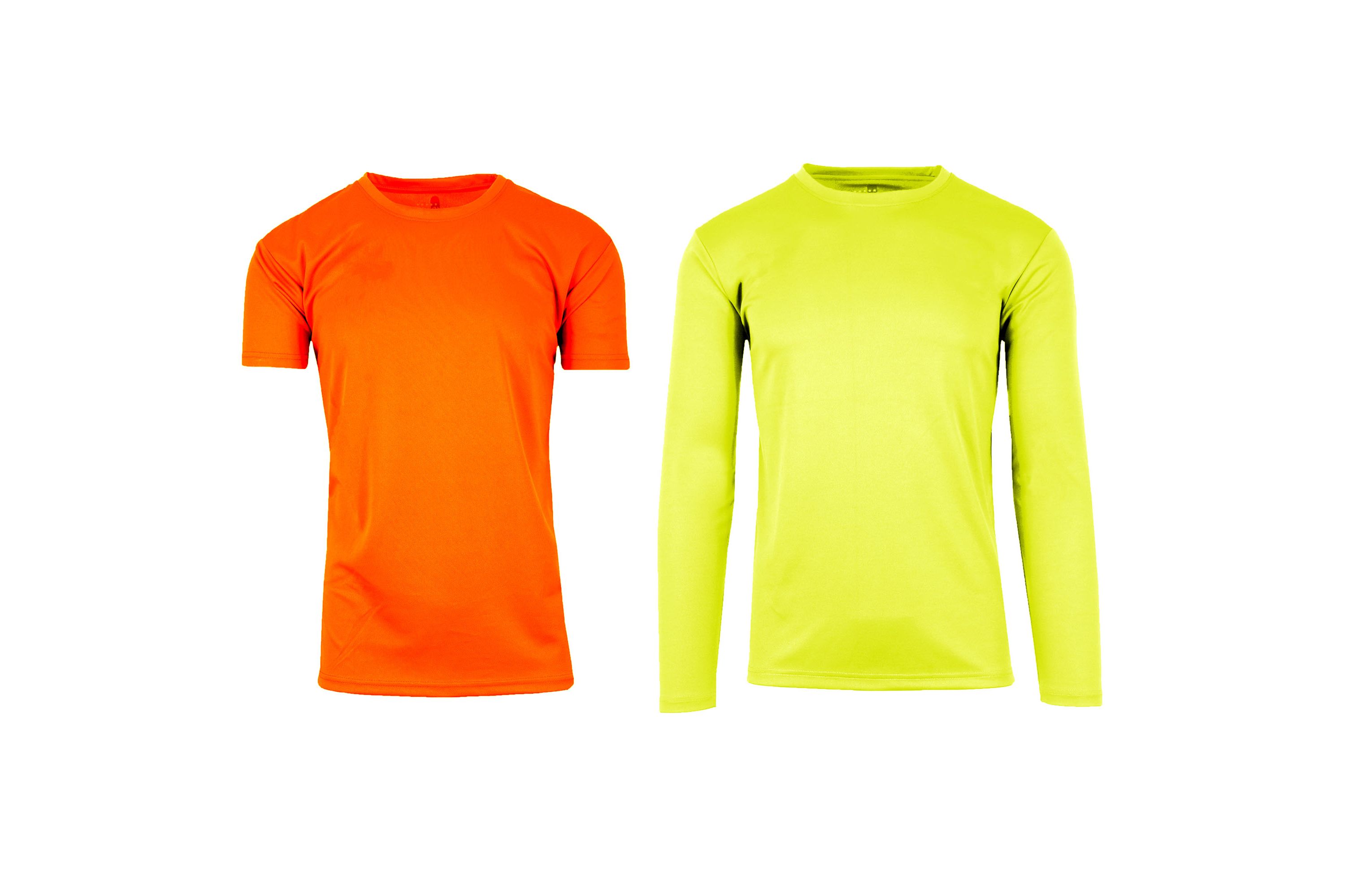 Short Sleeve & Long Sleeve Moisture-Wicking Quick Dry Performance Crew Neck Tee -2 Pack