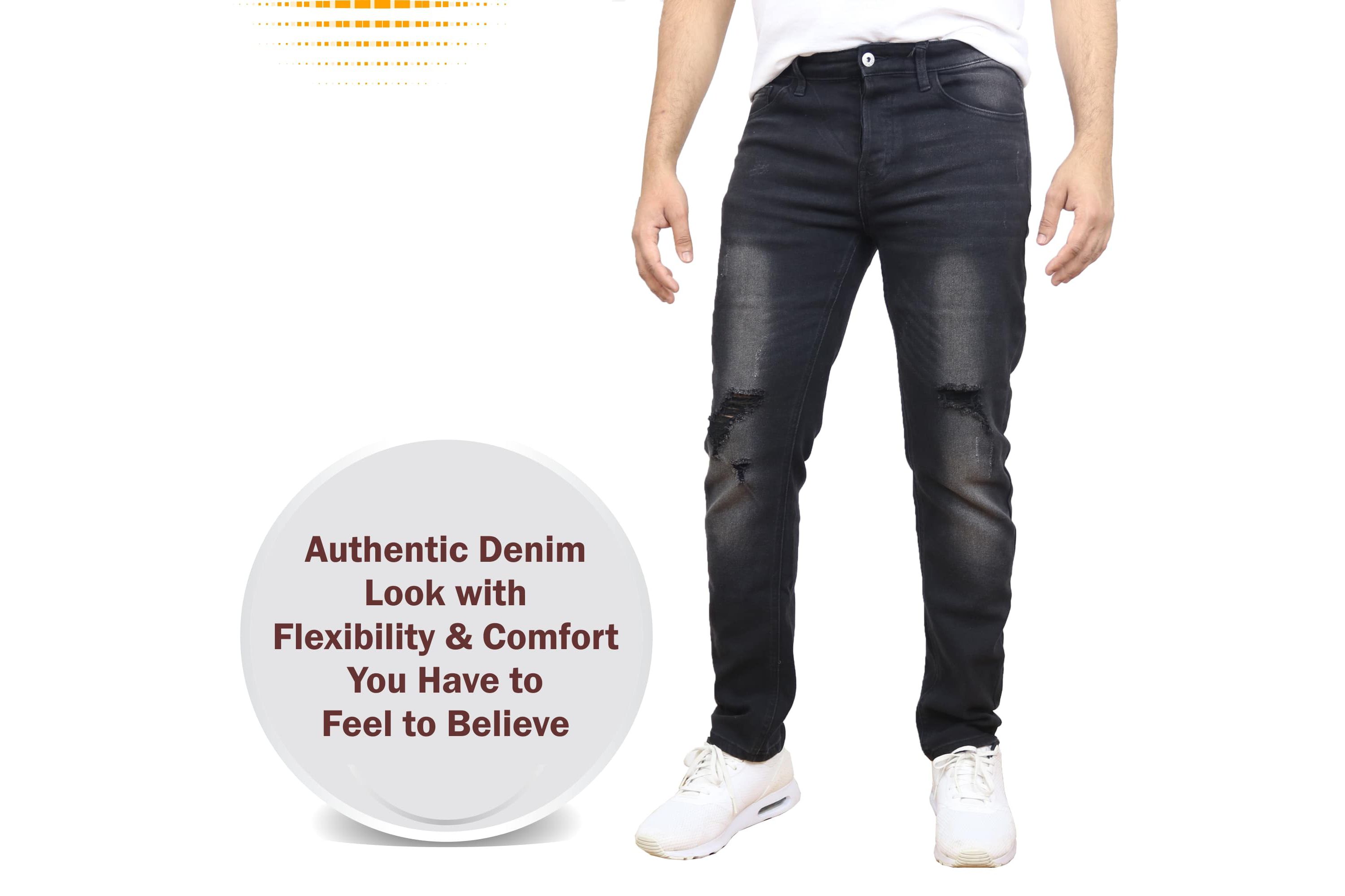 Blue Ice Mens Stretch Ripped Jeans