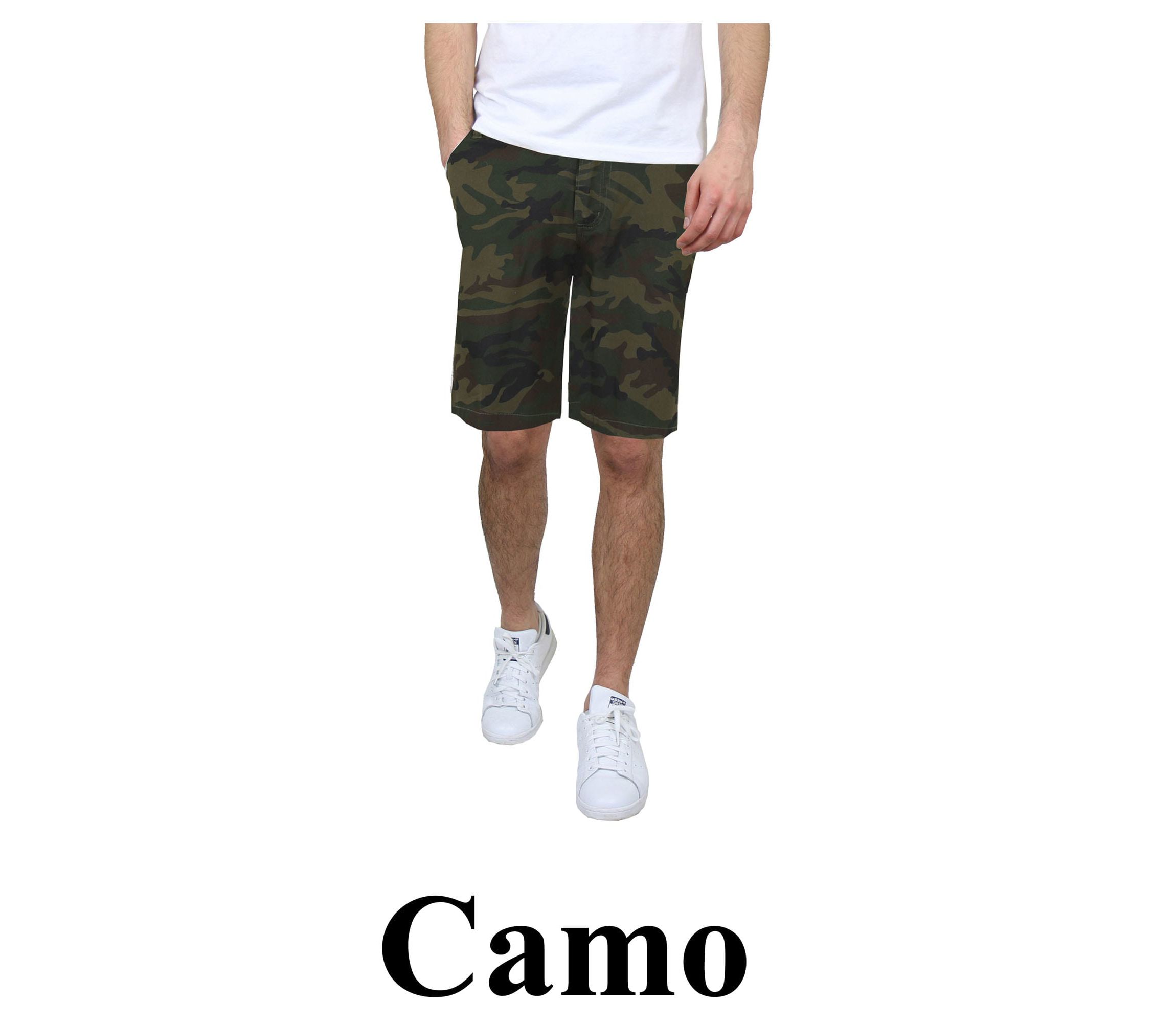 Mens 5-Pocket Flat-Front Slim-Fit Stretch Chino Shorts
