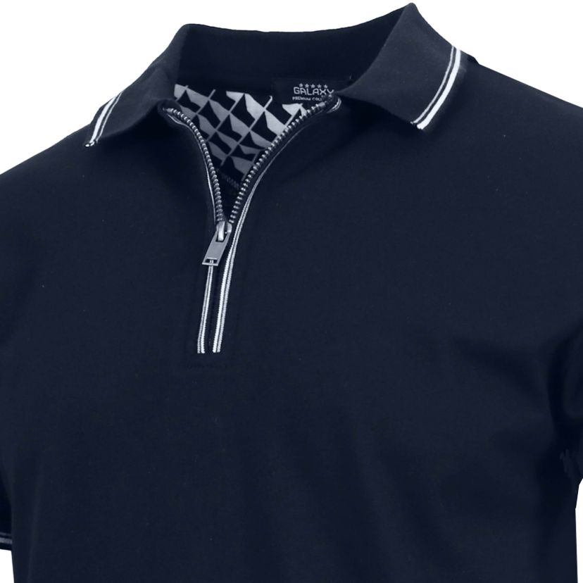 Galaxy By Harvic Men’s Modern Fit Polo Shirt with Zip Placket-3 Pack