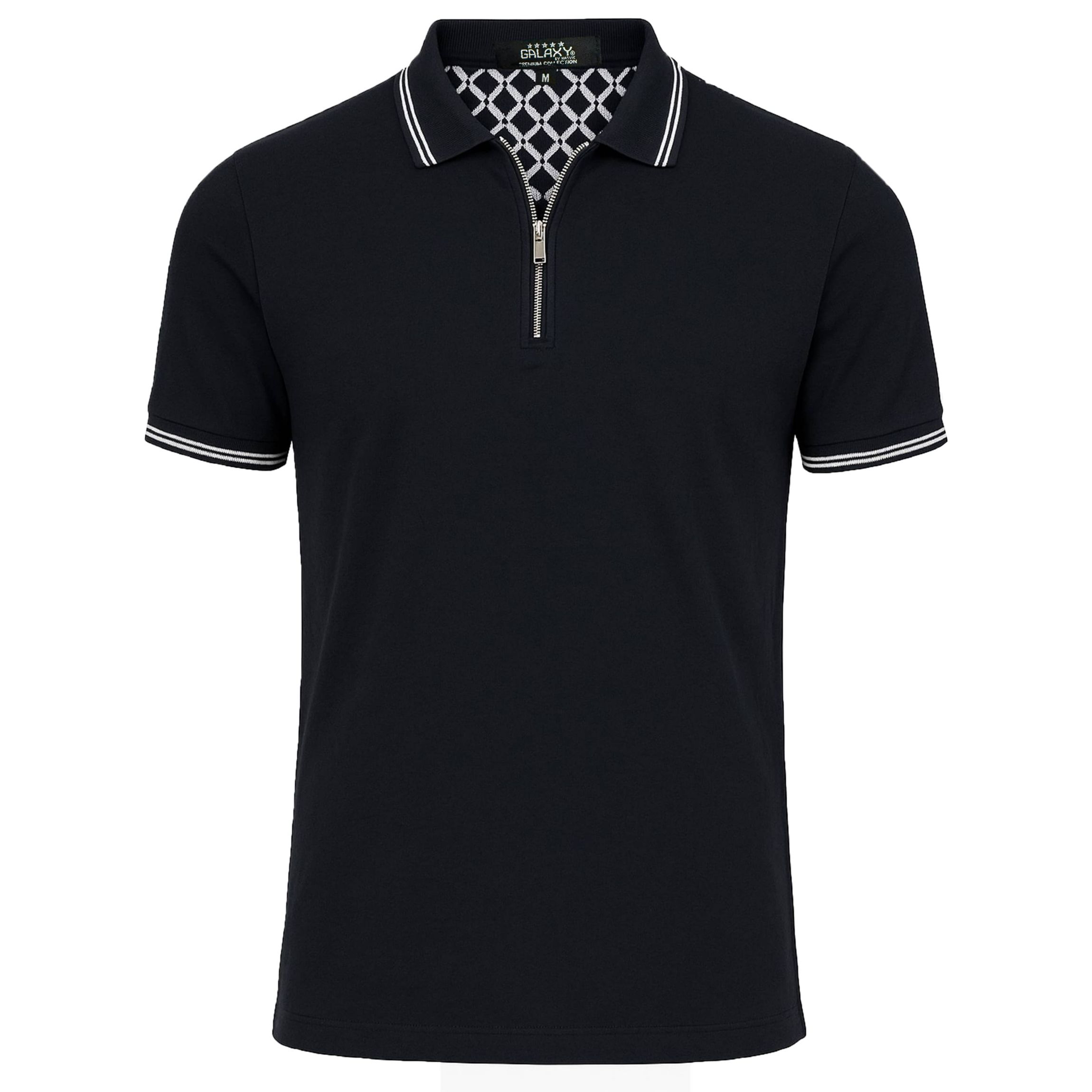 Galaxy By Harvic Men’s Modern Fit Polo Shirt with Zip Placket