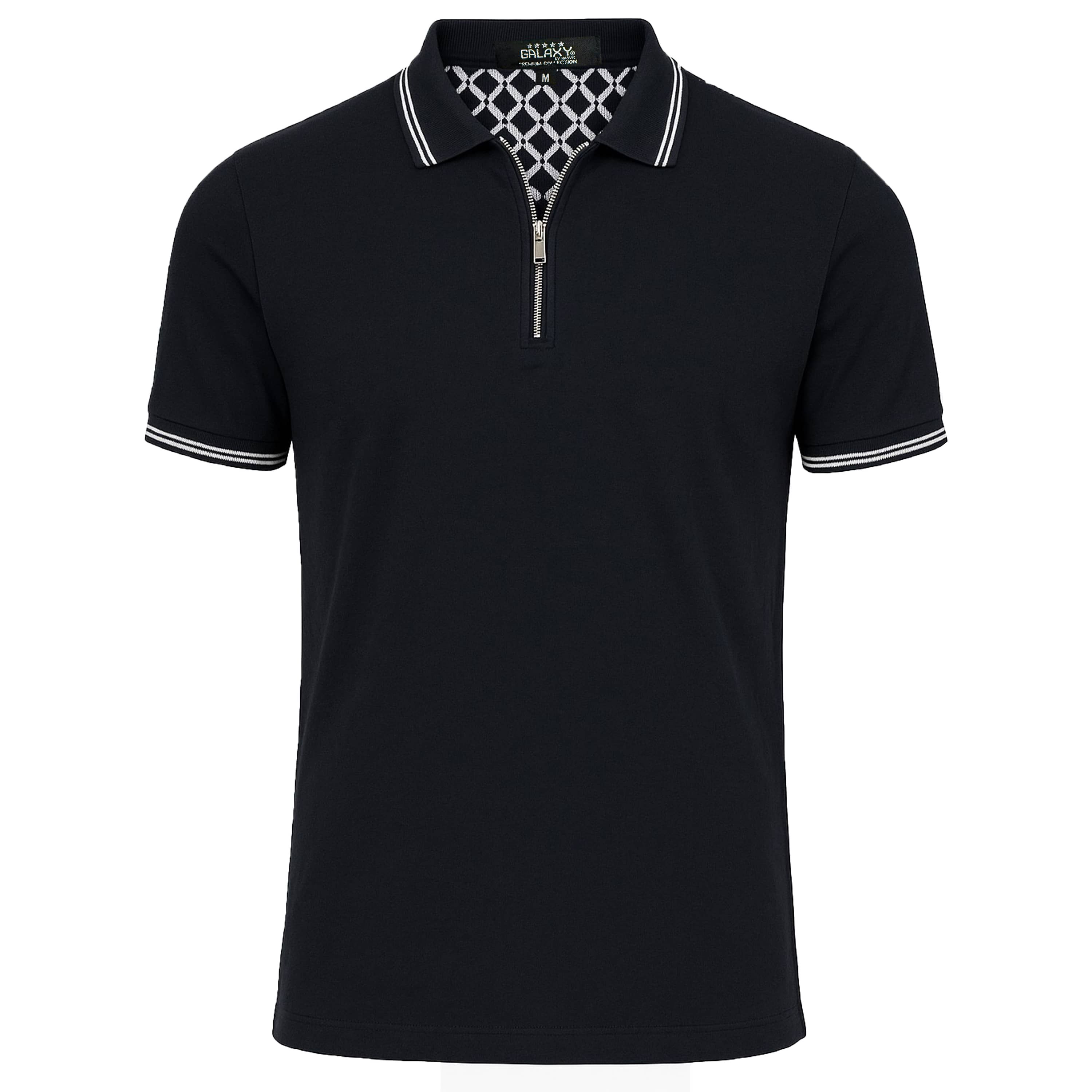 Galaxy By Harvic Men’s Modern Fit Polo Shirt with Zip Placket