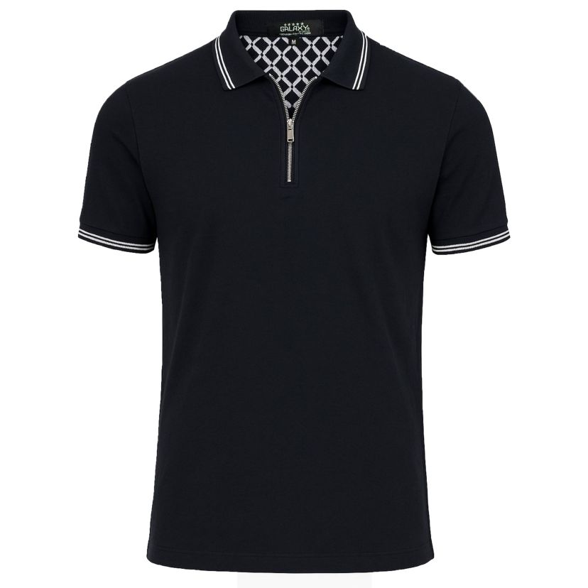 Galaxy By Harvic Men’s Modern Fit Polo Shirt with Zip Placket