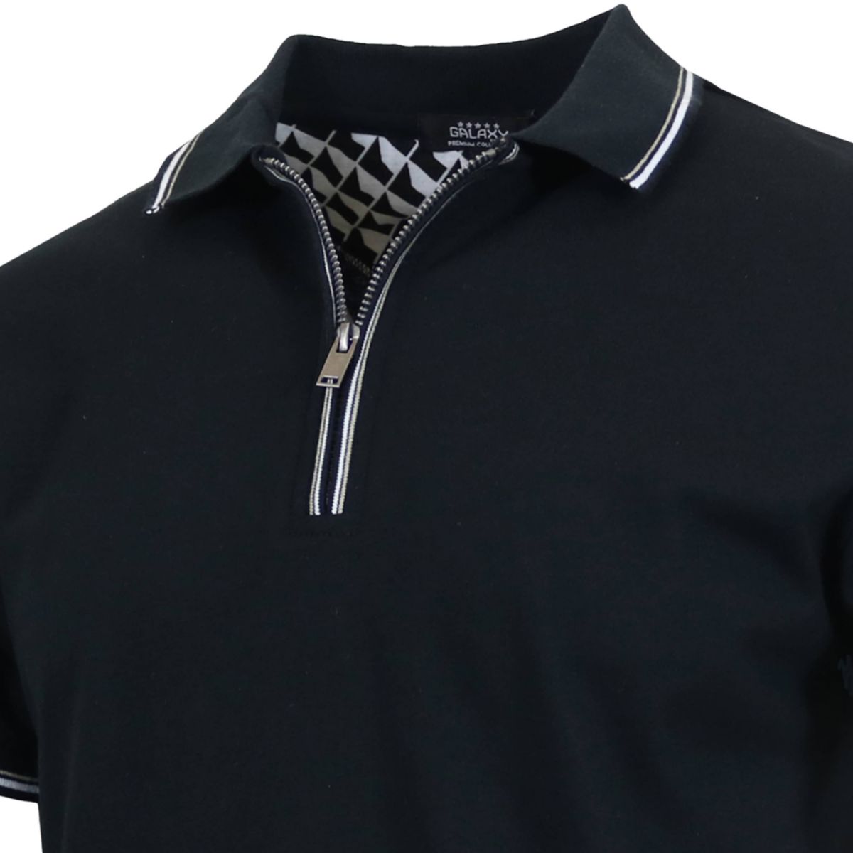 Galaxy By Harvic Men’s Modern Fit Polo Shirt with Zip Placket