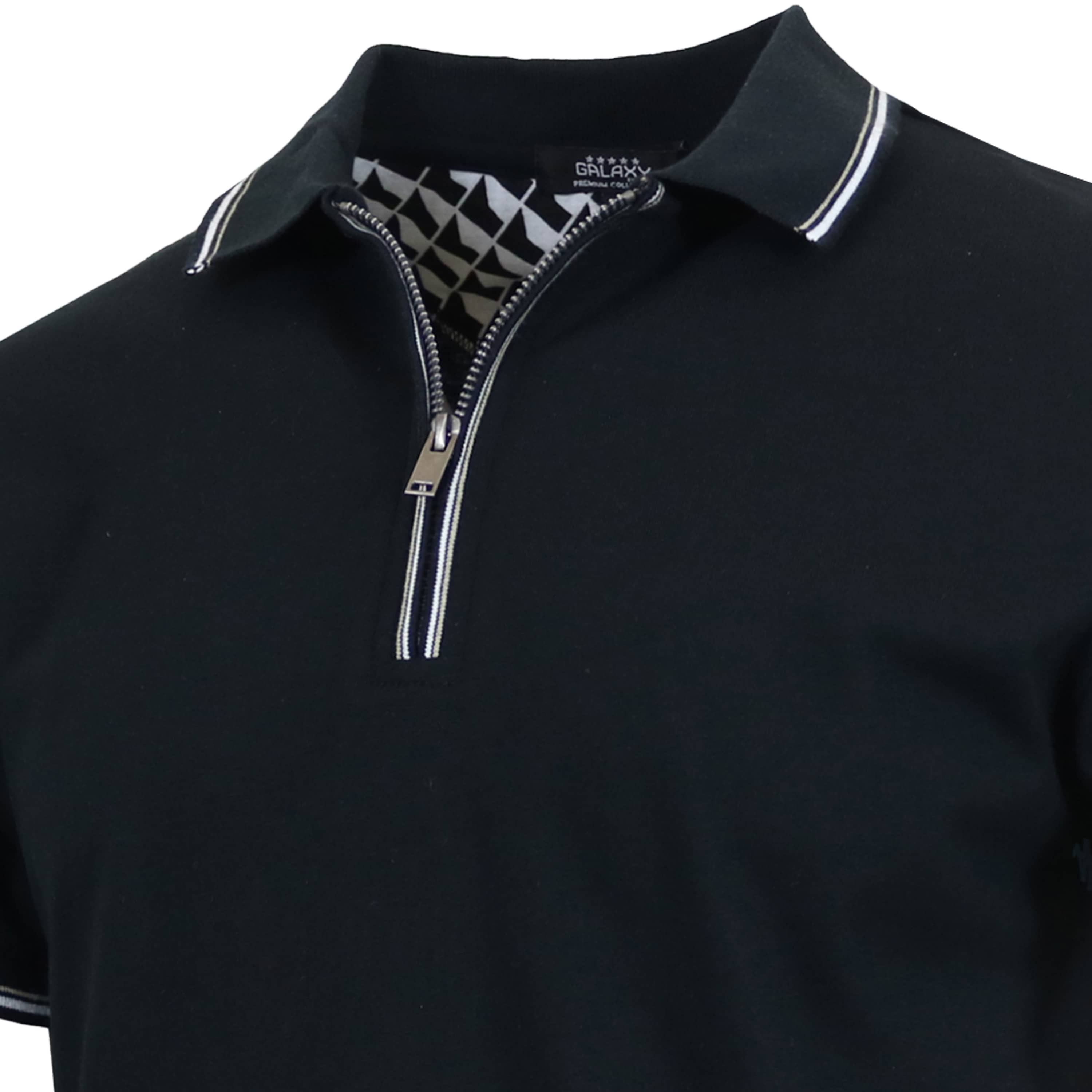 Galaxy By Harvic Men’s Modern Fit Polo Shirt with Zip Placket
