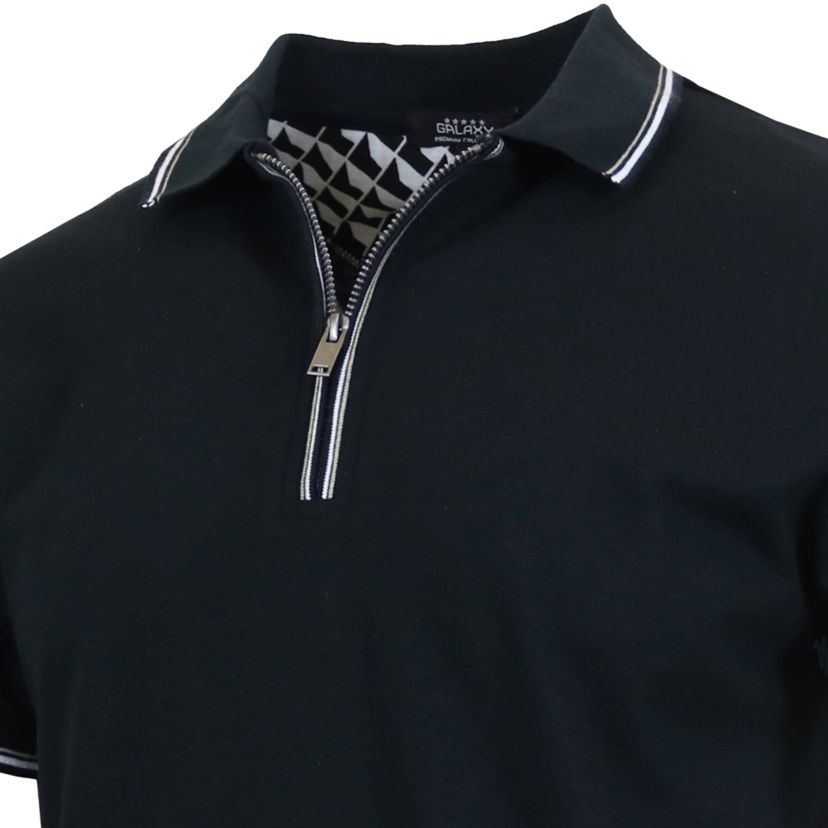 Galaxy By Harvic Men’s Modern Fit Polo Shirt with Zip Placket