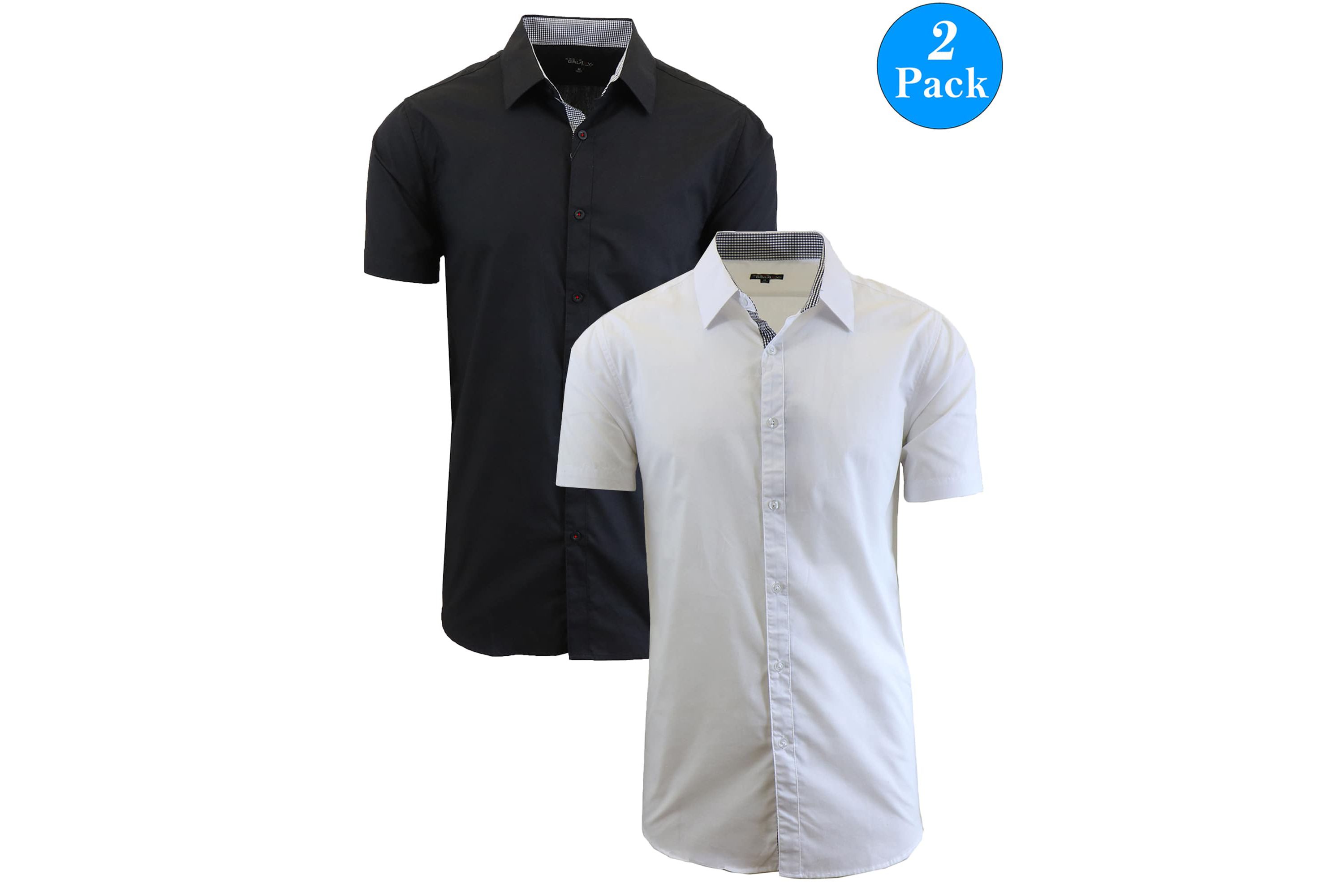 Galaxy By Harvic Mens Short Sleeve Slim Fit Button Down Dress Shirt-2 Pack