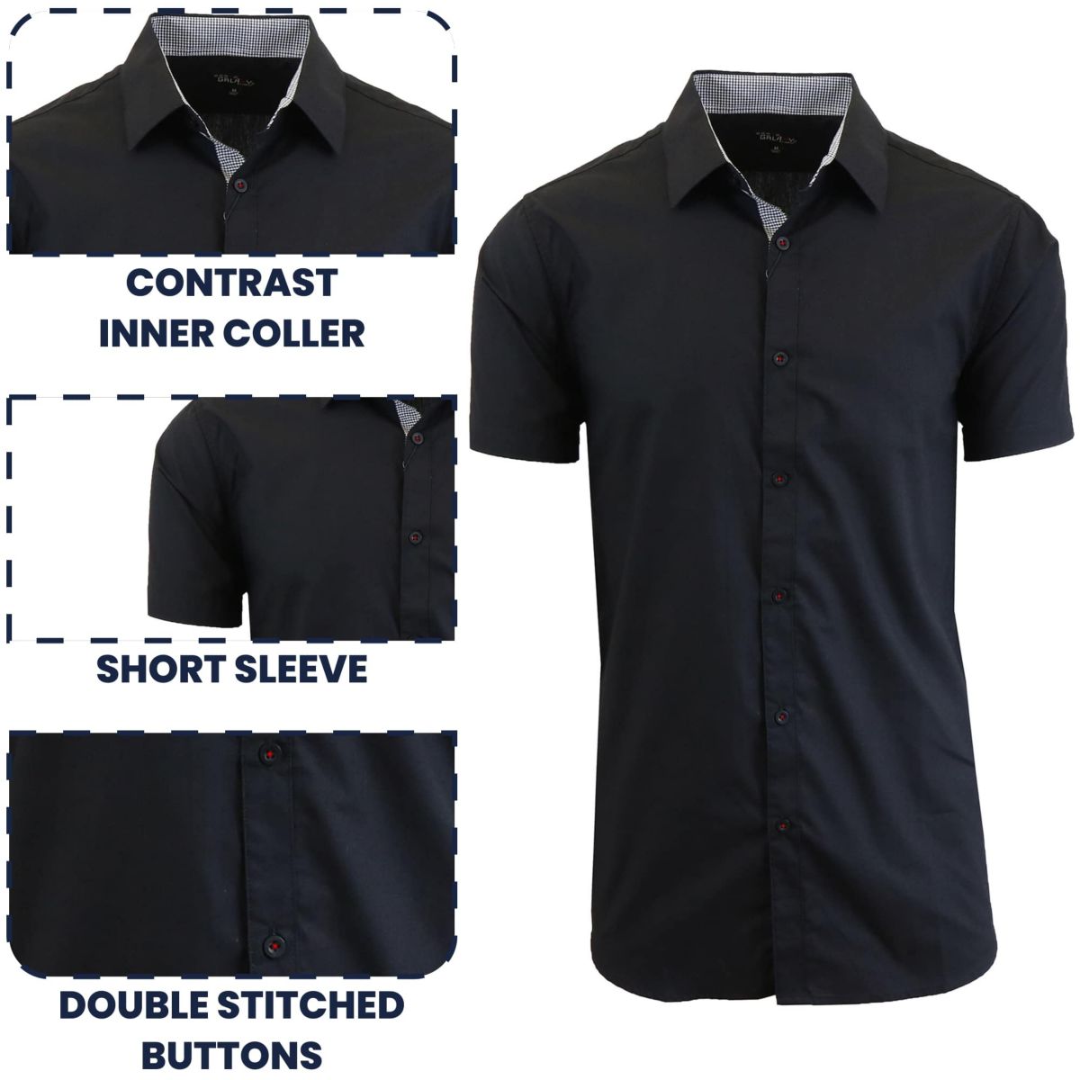 Galaxy By Harvic Mens Short Sleeve Slim Fit Button Down Dress Shirt-2 Pack