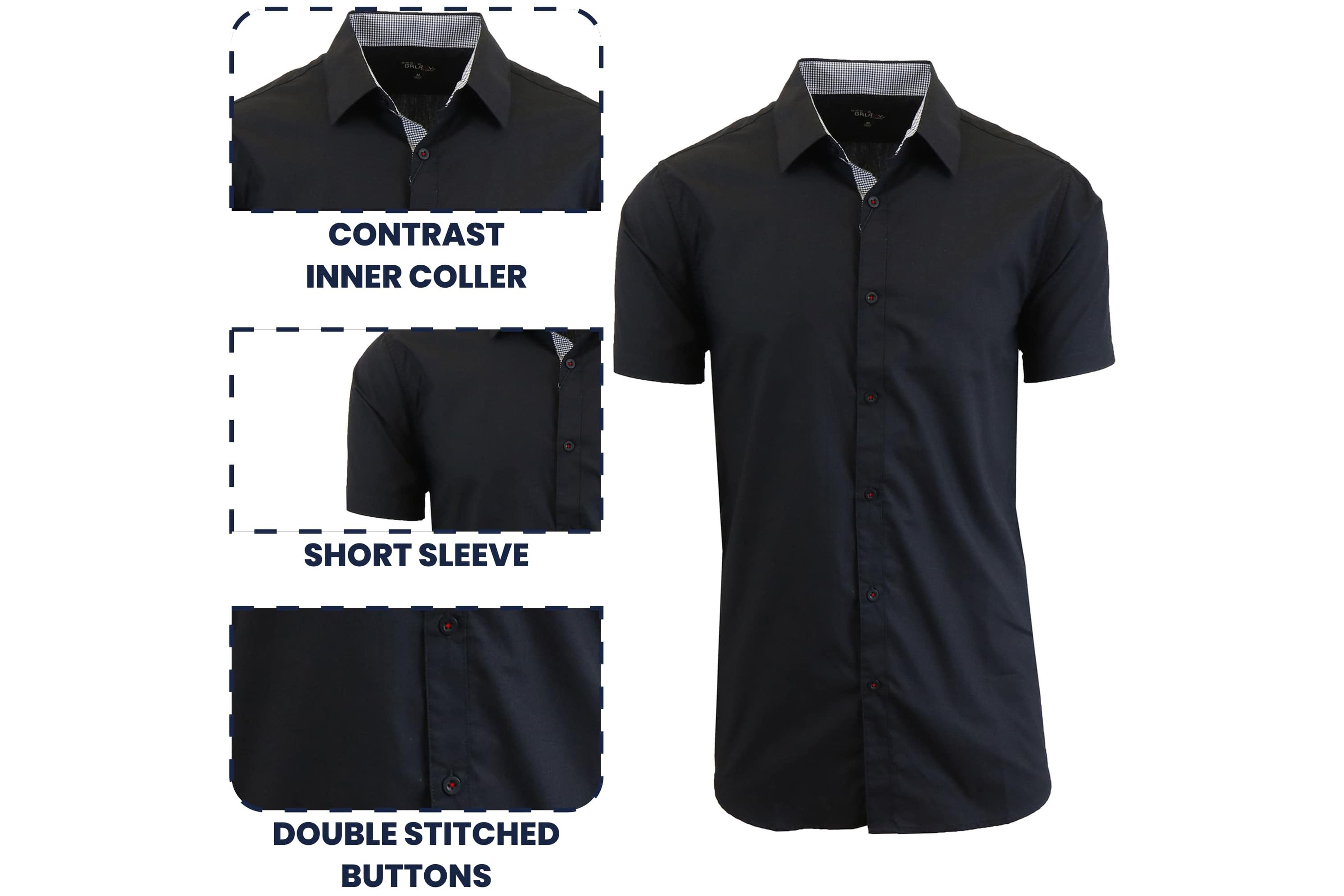 Galaxy By Harvic Mens Short Sleeve Slim Fit Button Down Dress Shirt-2 Pack