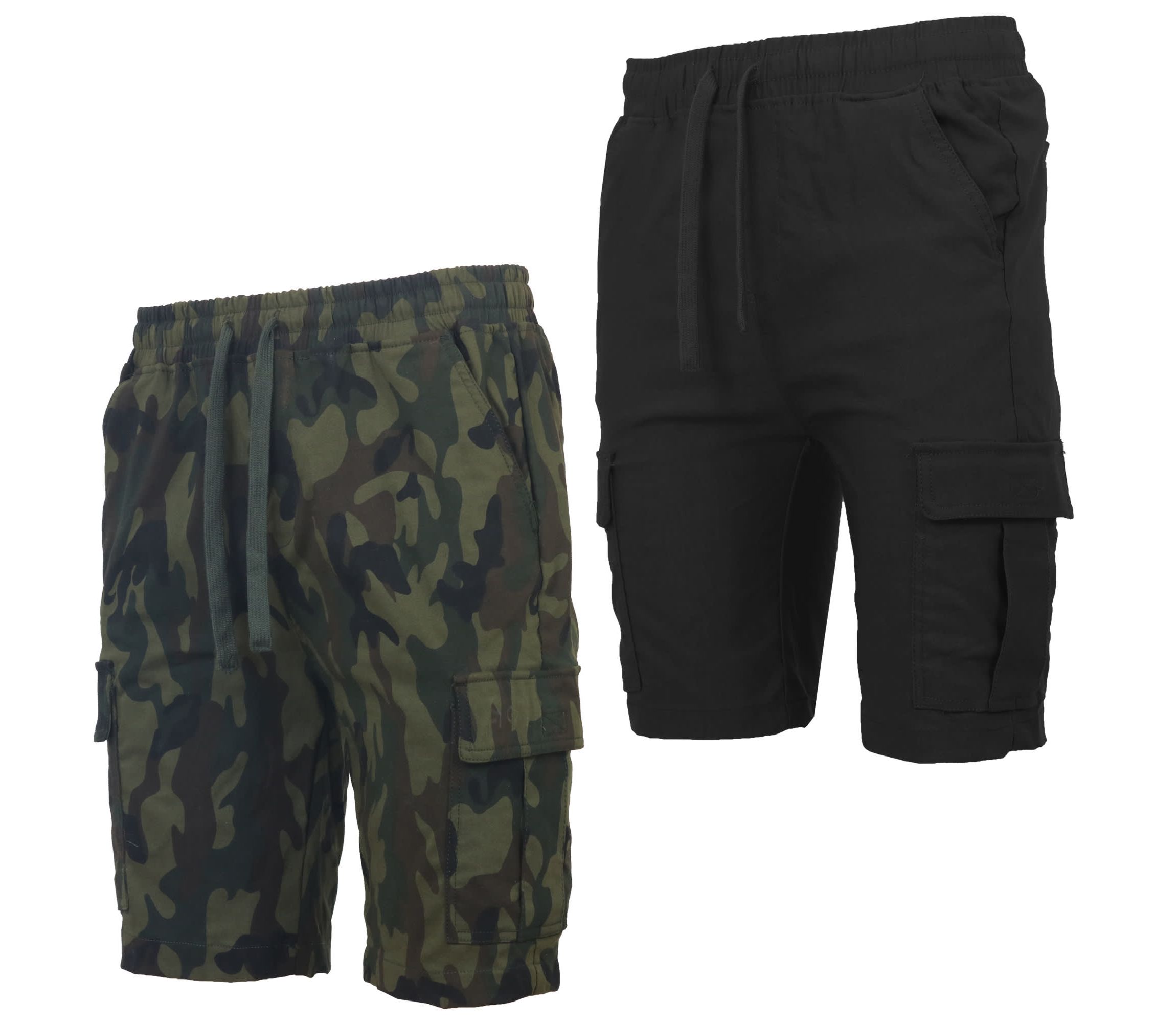 Galaxy By Harvic Men’s Slim Fit Super Flex Stretch Cargo Jogger Shorts-2 Pack