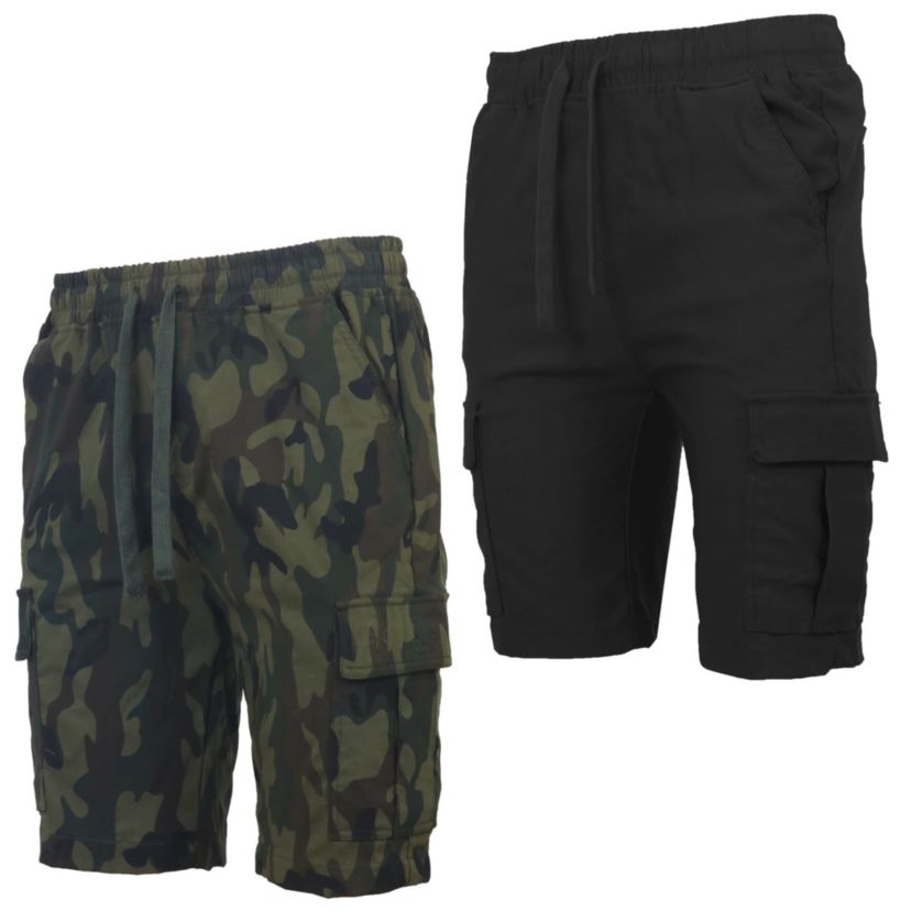 Galaxy By Harvic Men’s Slim Fit Super Flex Stretch Cargo Jogger Shorts-2 Pack