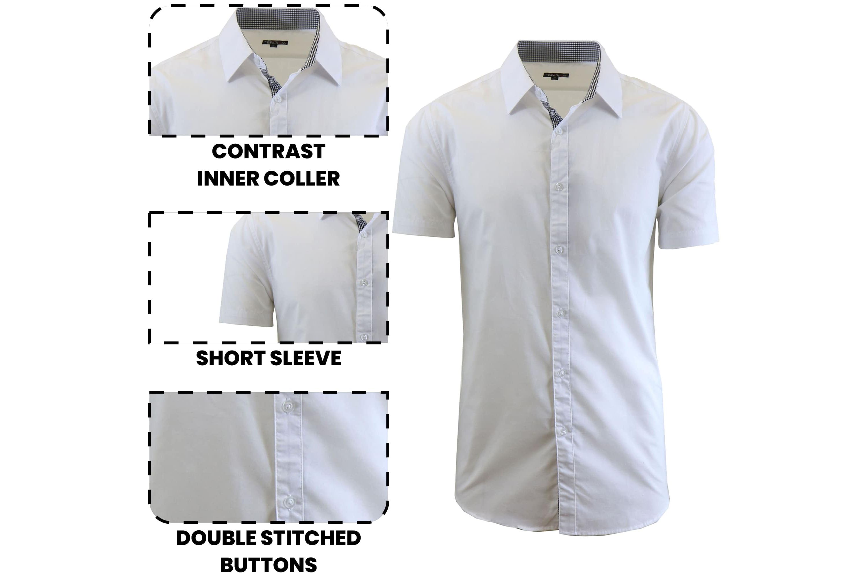 Galaxy By Harvic Mens Short Sleeve Slim Fit Oversized  Button Down Dress Shirt -2 Pack( Sizes 3X-5X)