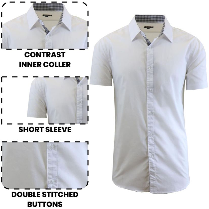 Galaxy By Harvic Mens Short Sleeve Slim Fit Oversized  Button Down Dress Shirt -2 Pack( Sizes 3X-5X)