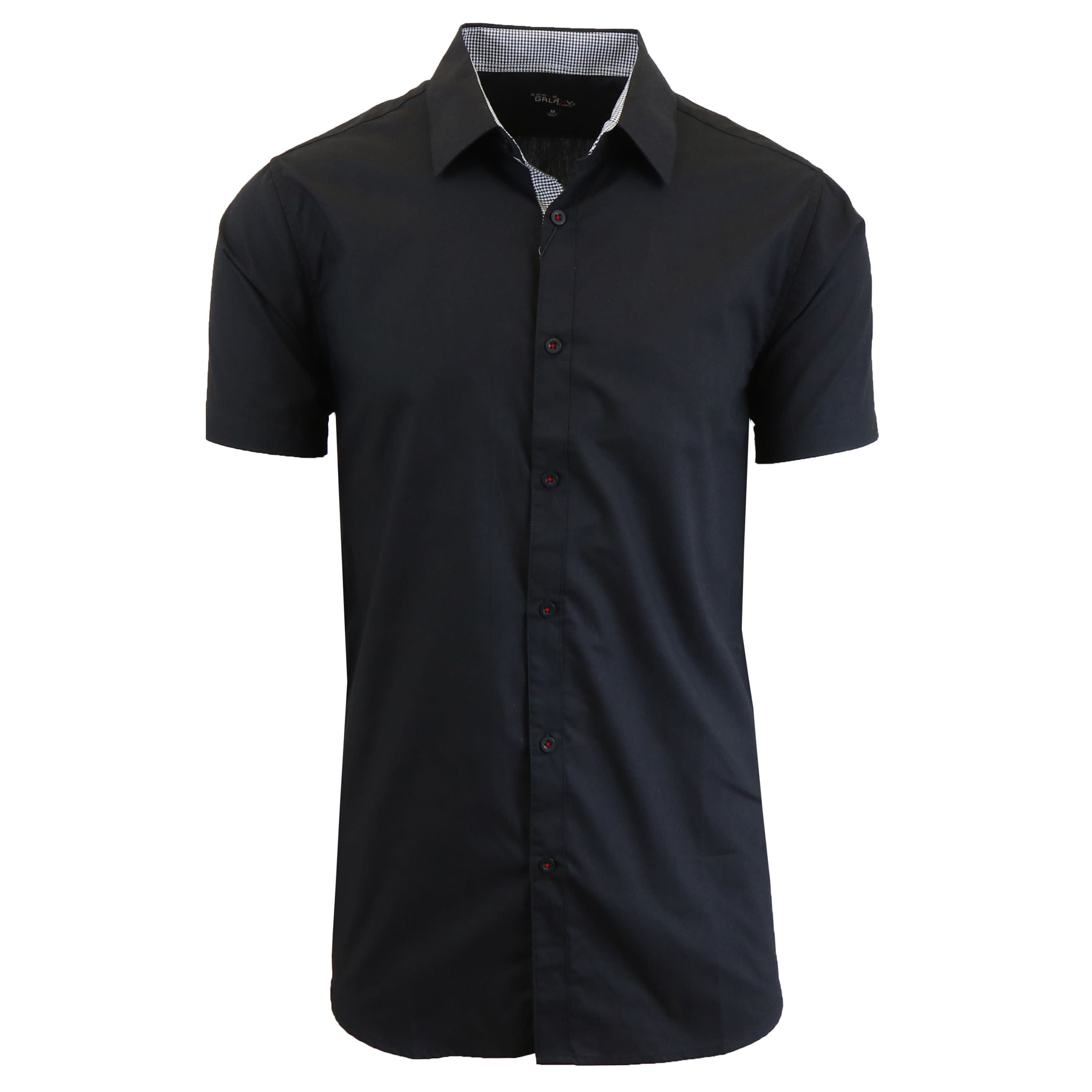 Galaxy By Harvic Mens Short Sleeve Slim Fit Oversized  Button Down Dress Shirt ( Sizes 3X-5X)