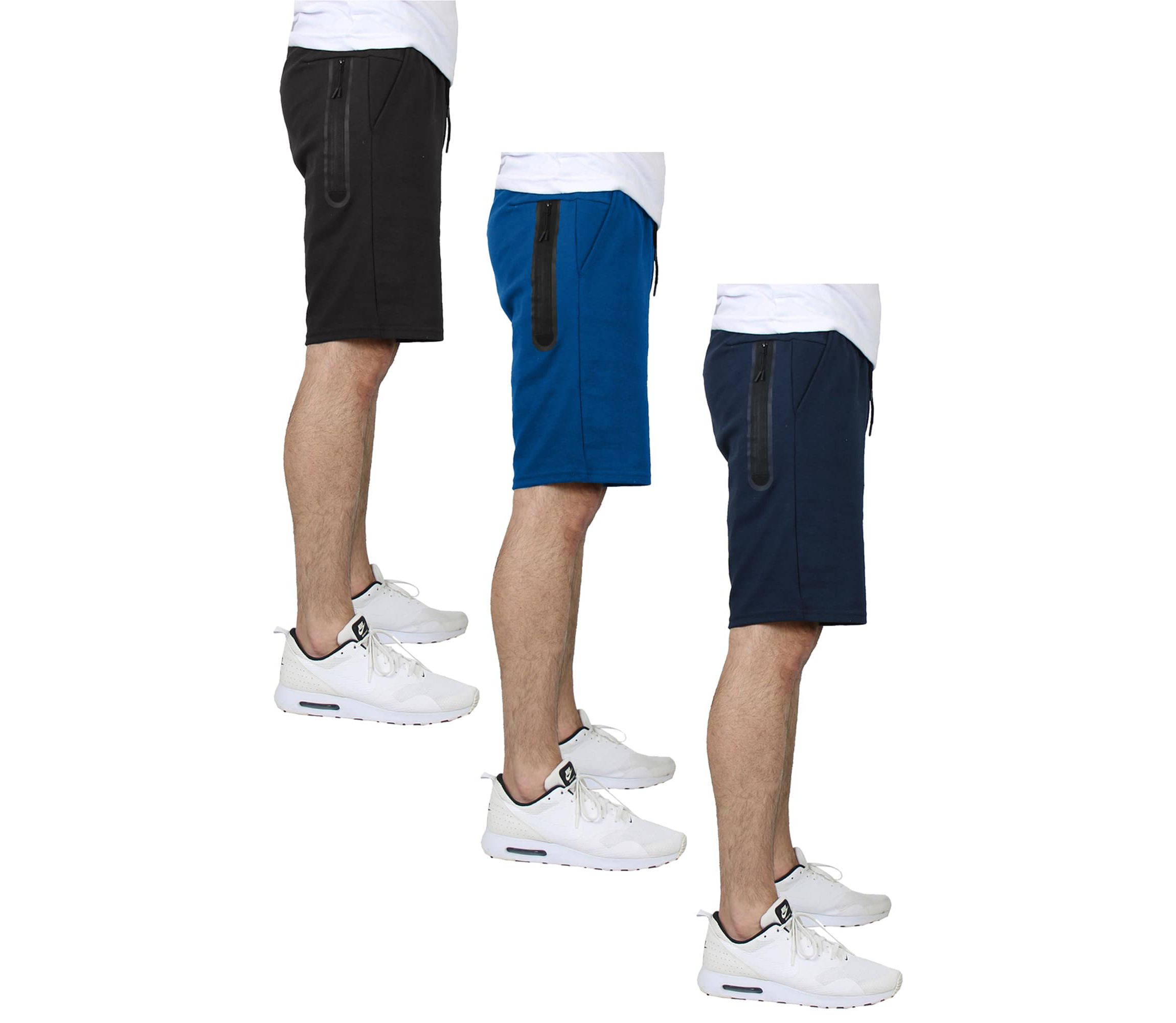 Blu Rock Mens Tech Fleece Performance Shorts With Heat Seal Zipper Pocket-3 Pack