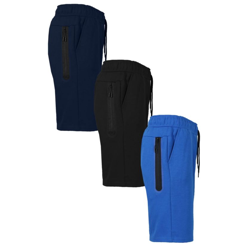 Blu Rock Mens Tech Fleece Performance Shorts With Heat Seal Zipper Pocket-3 Pack