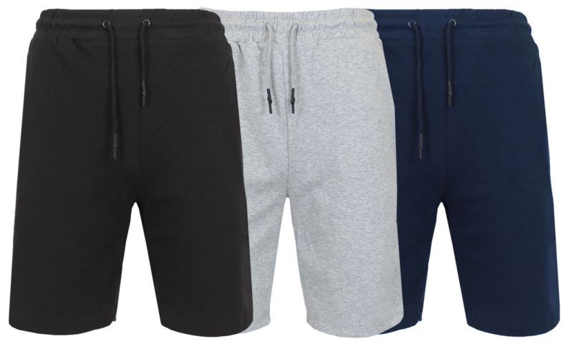 Blu Rock Mens Oversized  Tech Fleece Jogger Sweat Lounge Shorts With Long Zipper Side Pocket-3 Pack