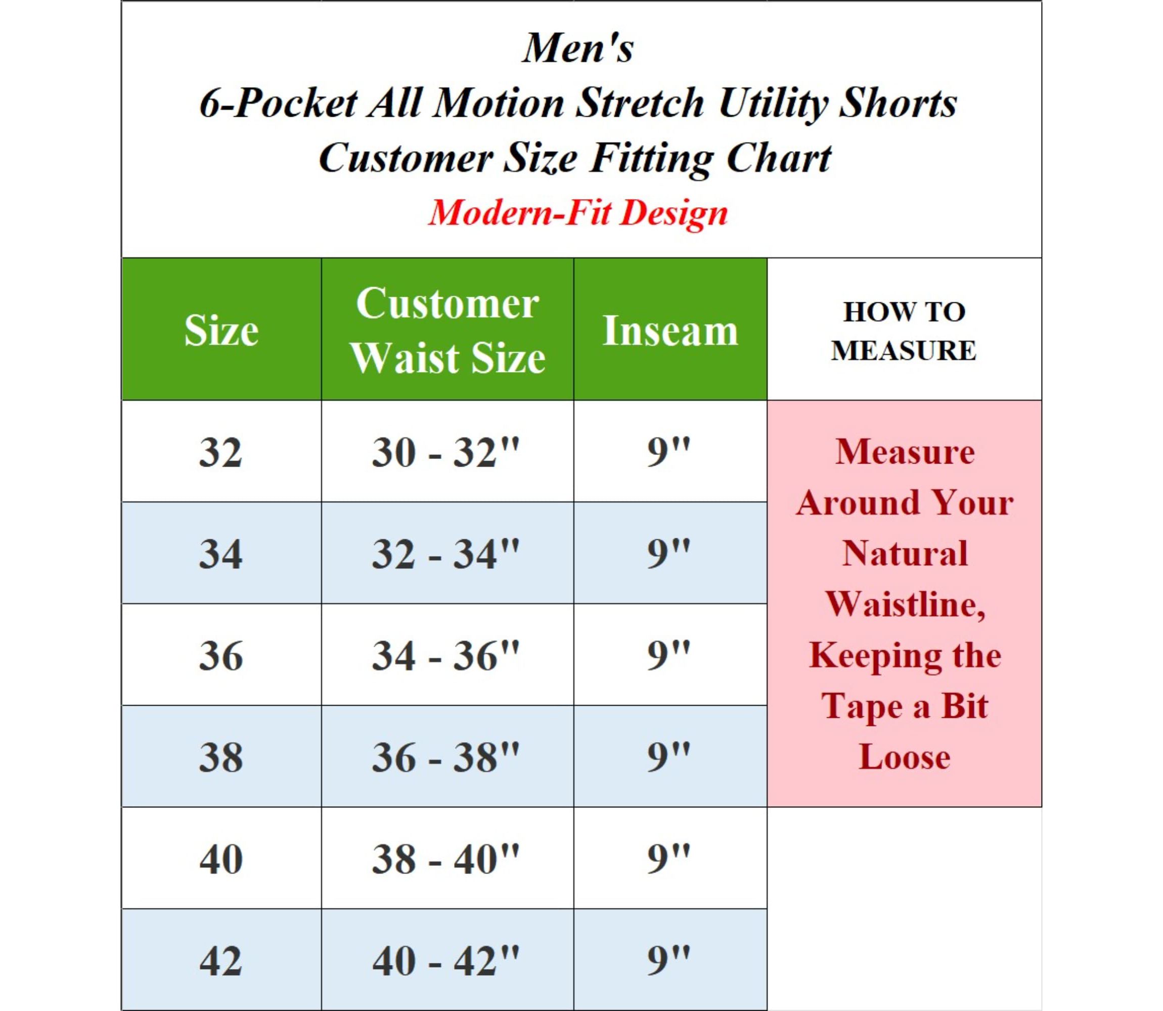 Jump Start Men’s 6-Pocket All Motion Stretch Utility Shorts-2 Pack