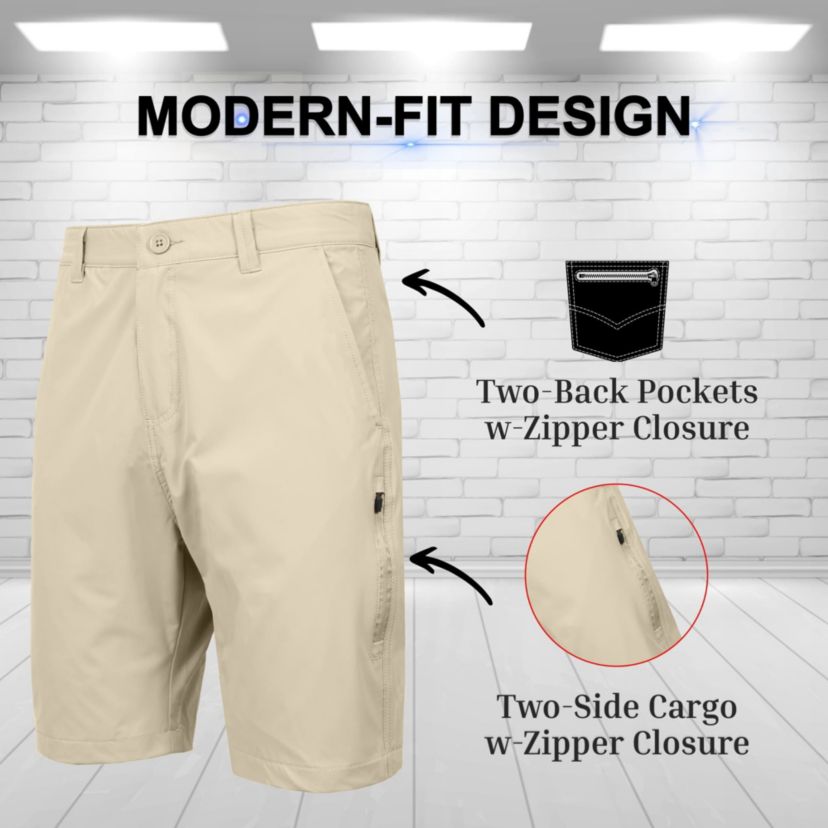 Jump Start Men’s 6-Pocket All Motion Stretch Utility Shorts-2 Pack