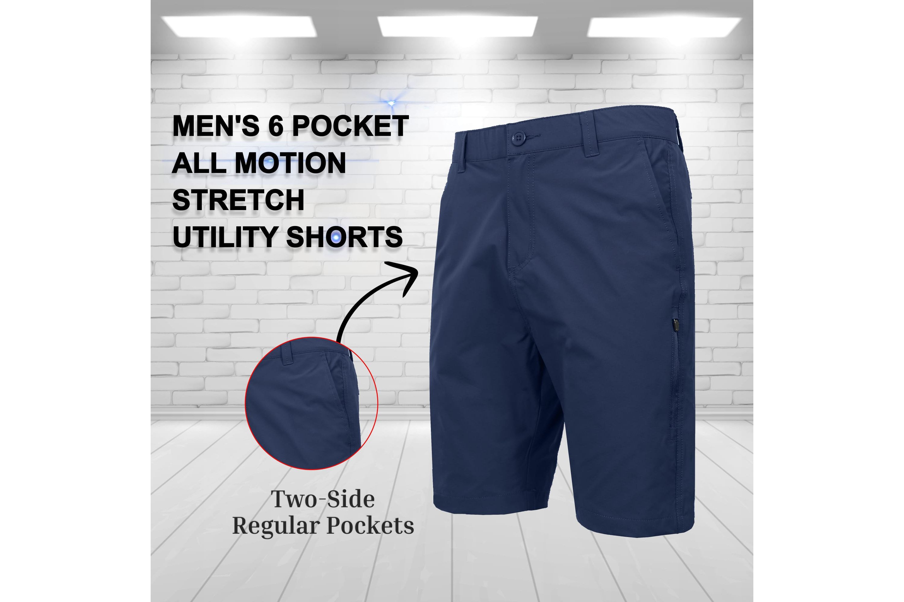 Jump Start Men’s 6-Pocket All Motion Stretch Utility Shorts-3 Pack