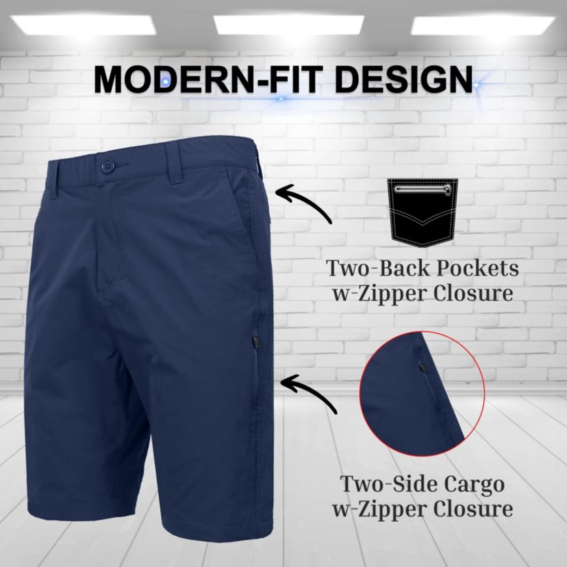 Jump Start Men’s 6-Pocket All Motion Stretch Utility Shorts-3 Pack