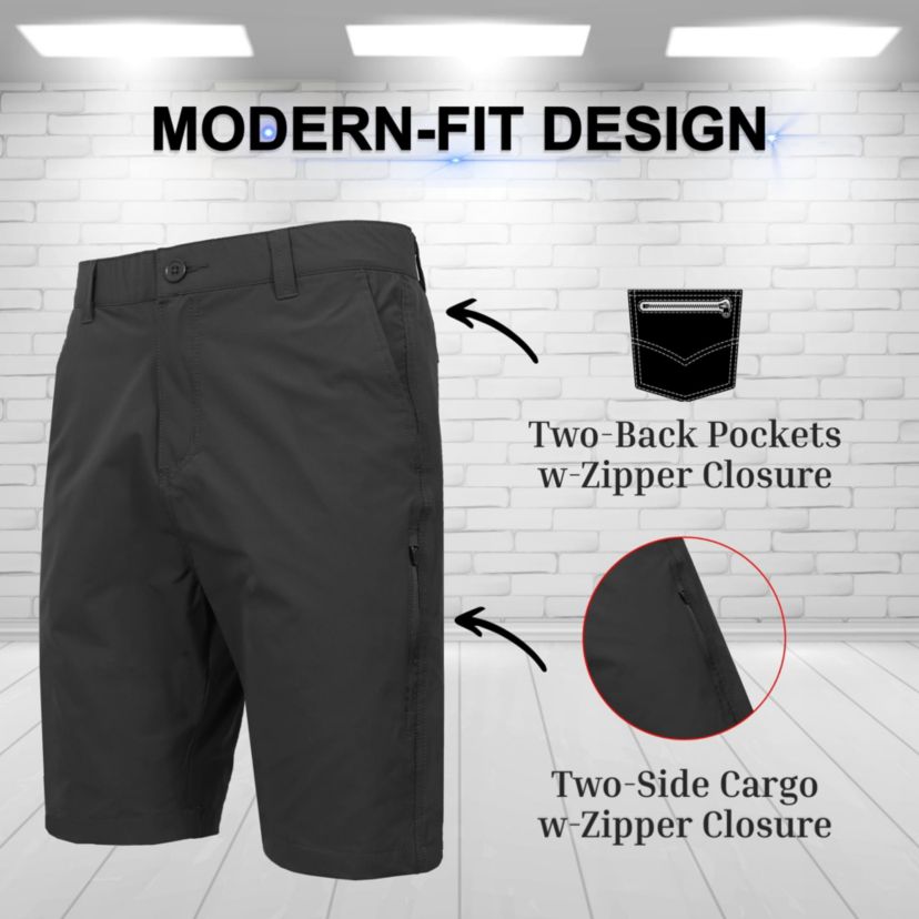 Jump Start Men’s 6-Pocket All Motion Stretch Utility Shorts