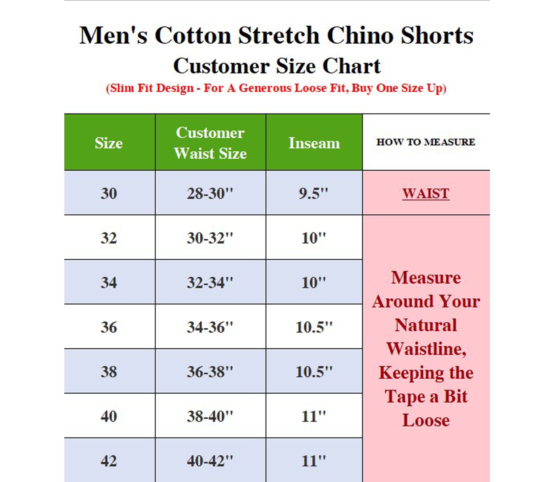 Mens Cotton Flex Stetch Chino Shorts (Sizes, 30-42)