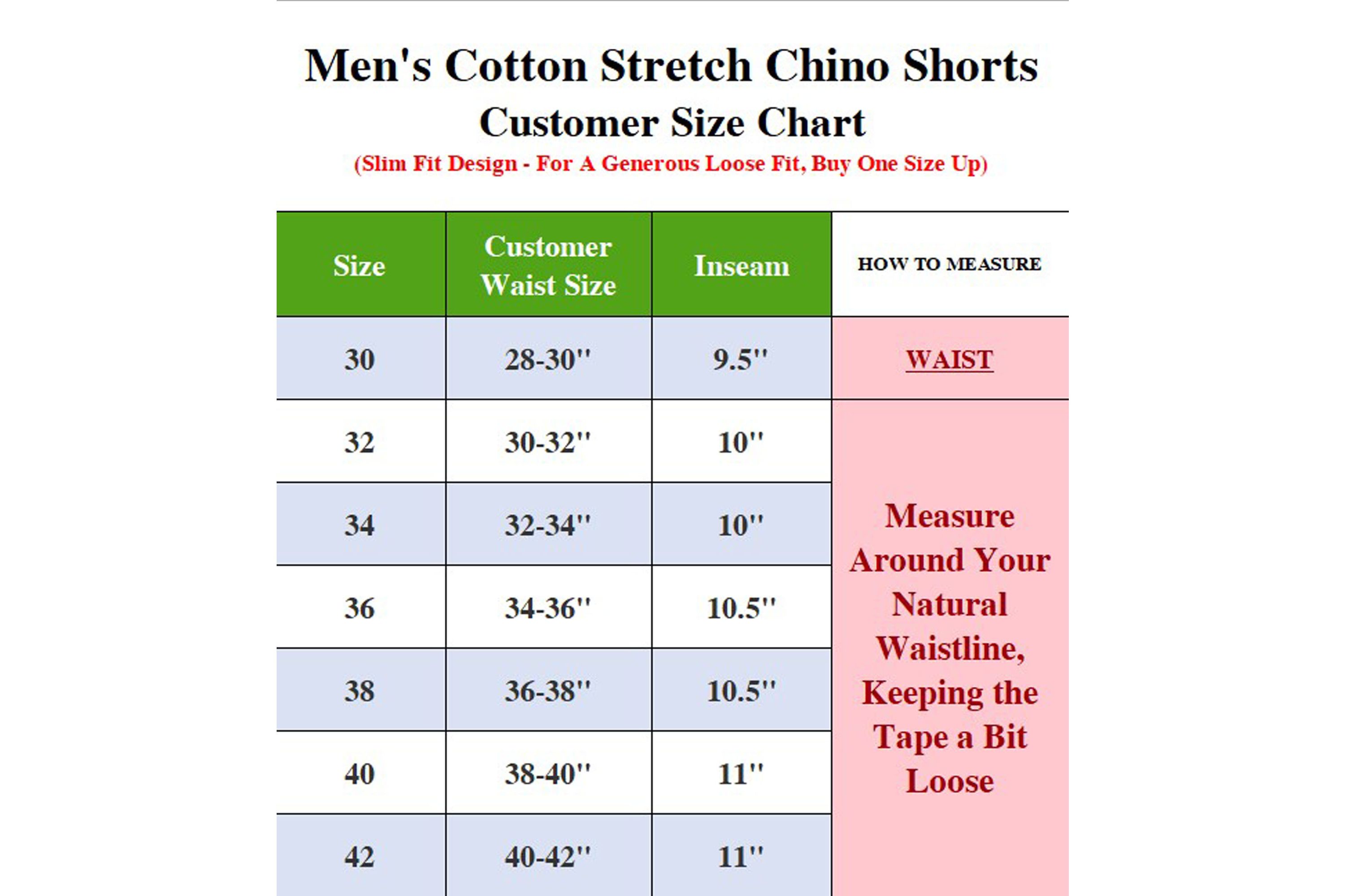 Mens Cotton Flex Stetch Chino Shorts (Sizes, 30-42)