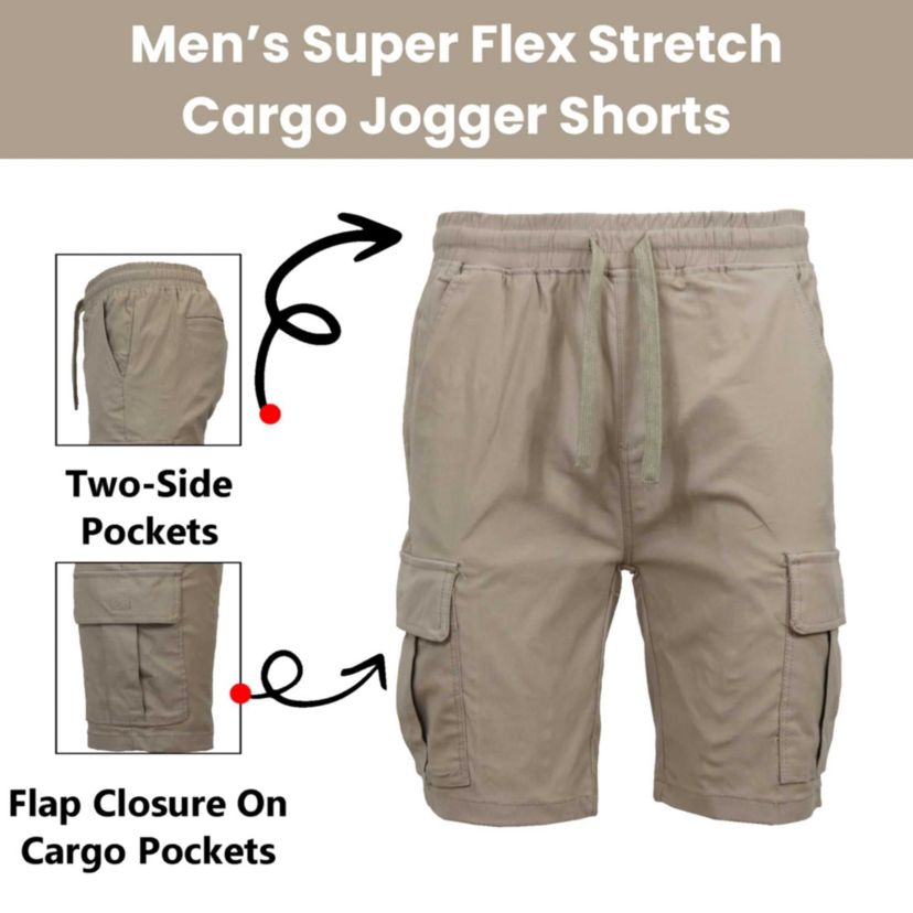 Galaxy By Harvic Men’s Slim Fit Super Flex Stretch Cargo Jogger Shorts